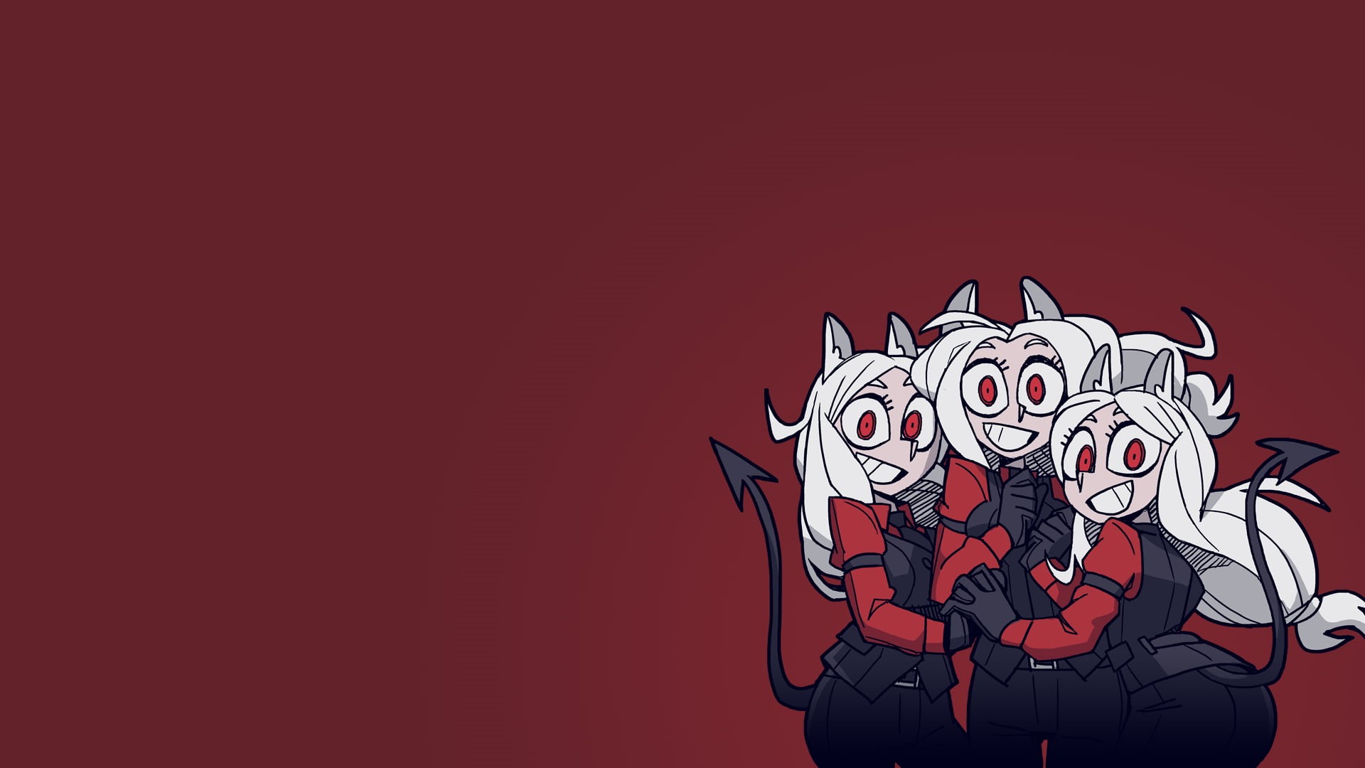 red eyes, 1080P, Helltaker, blond hair, gloves, demon girls, simple background, tail, animal ears, anime, demon girl, anime girls, HD Wallpaper
