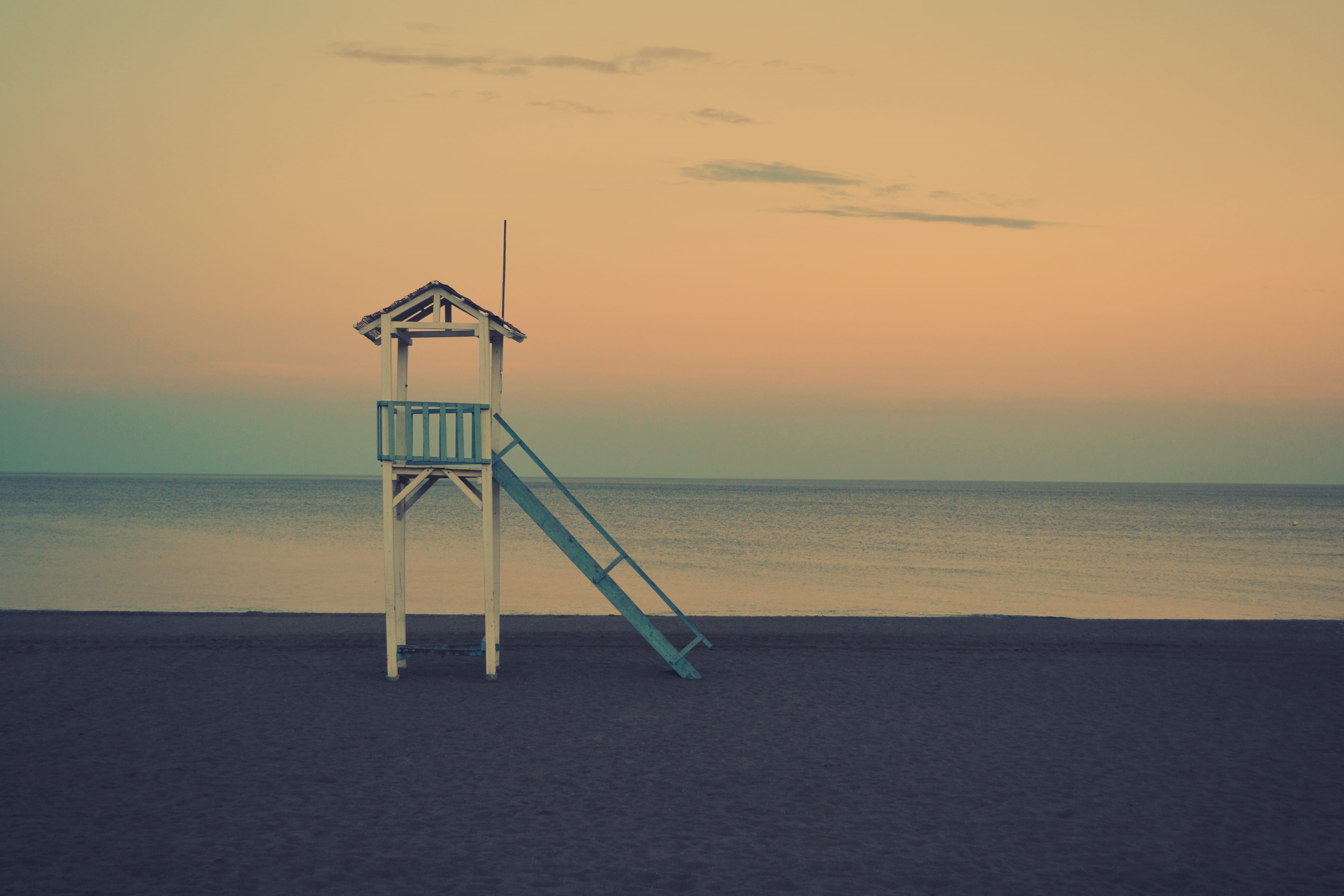 built structure, outdoors, no People, beauty in nature, sunset, tranquility, water, beach, safety, tranquil scene, land, 4K, hour, scenics - nature, golden, HD Wallpaper