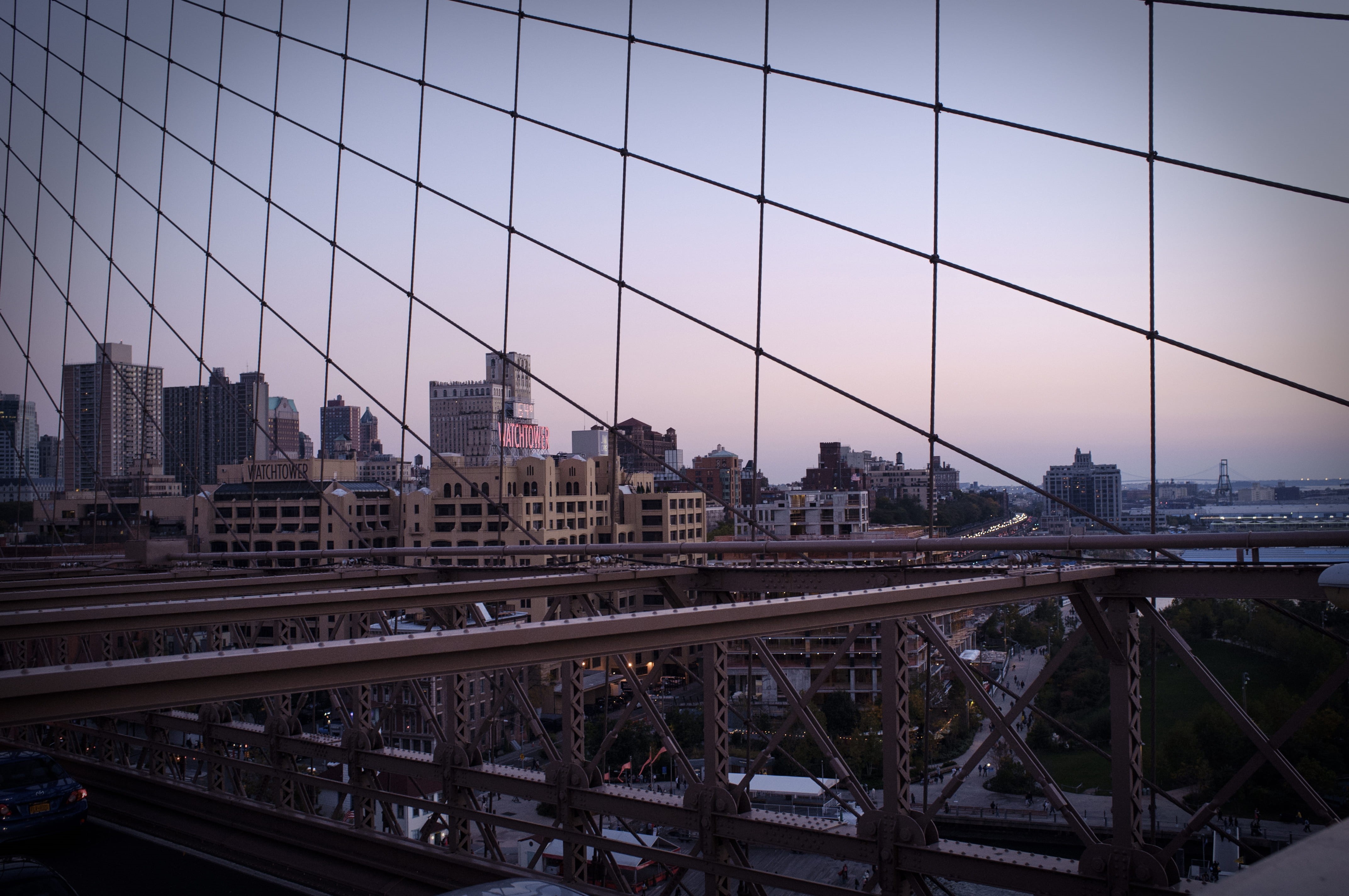 built structure, track, building exterior, no people, 4K, transportation, building, dumbo, modern, darkness, gray, williamsburg, brooklyn bridge, rail transportation, HD Wallpaper