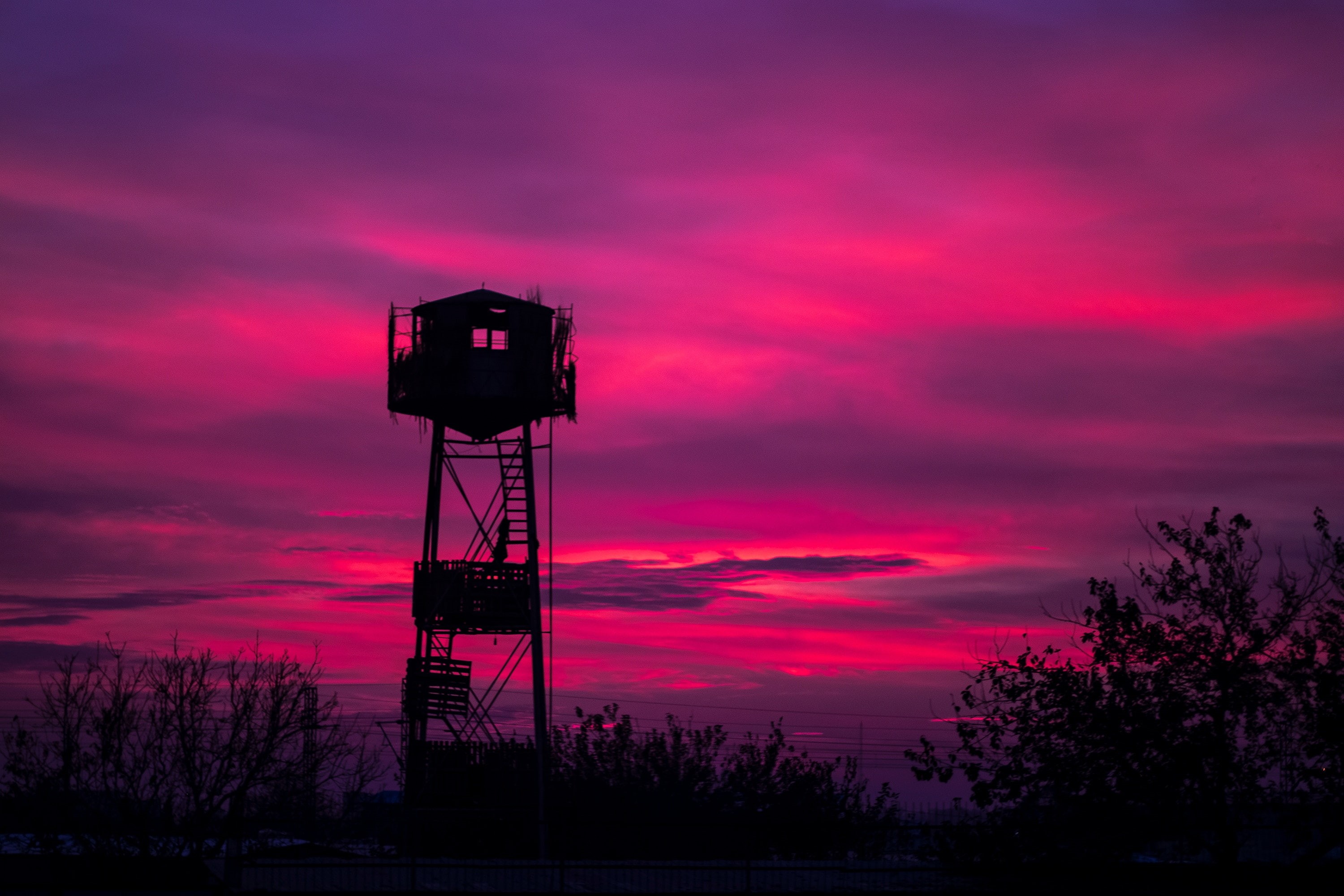 landscape, 2K, Colorful, Arash Asghari, sunset, Watchtower, HD Wallpaper