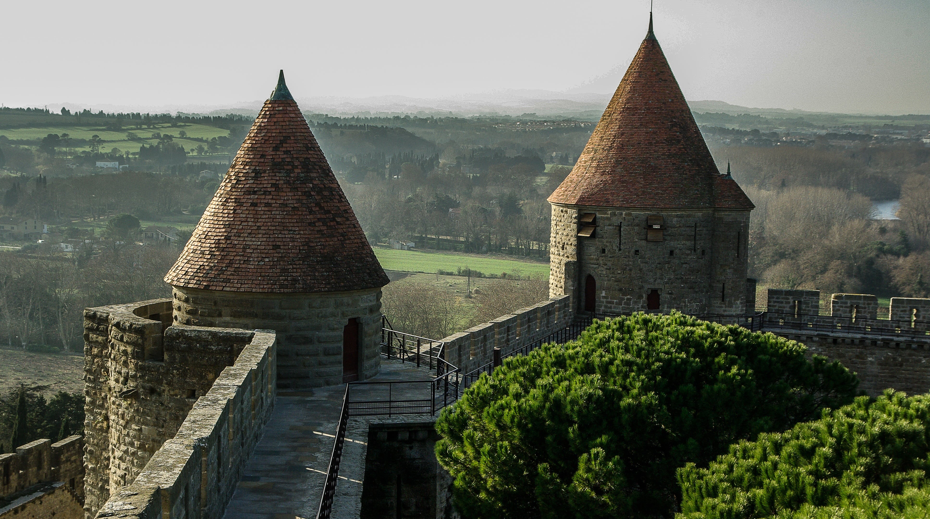 history, tree, watchtowers, wall, the past, mountain, france, travel, concrete, gray, spirituality, ramparts, brown, travel destinations, outdoors, spire, HD Wallpaper