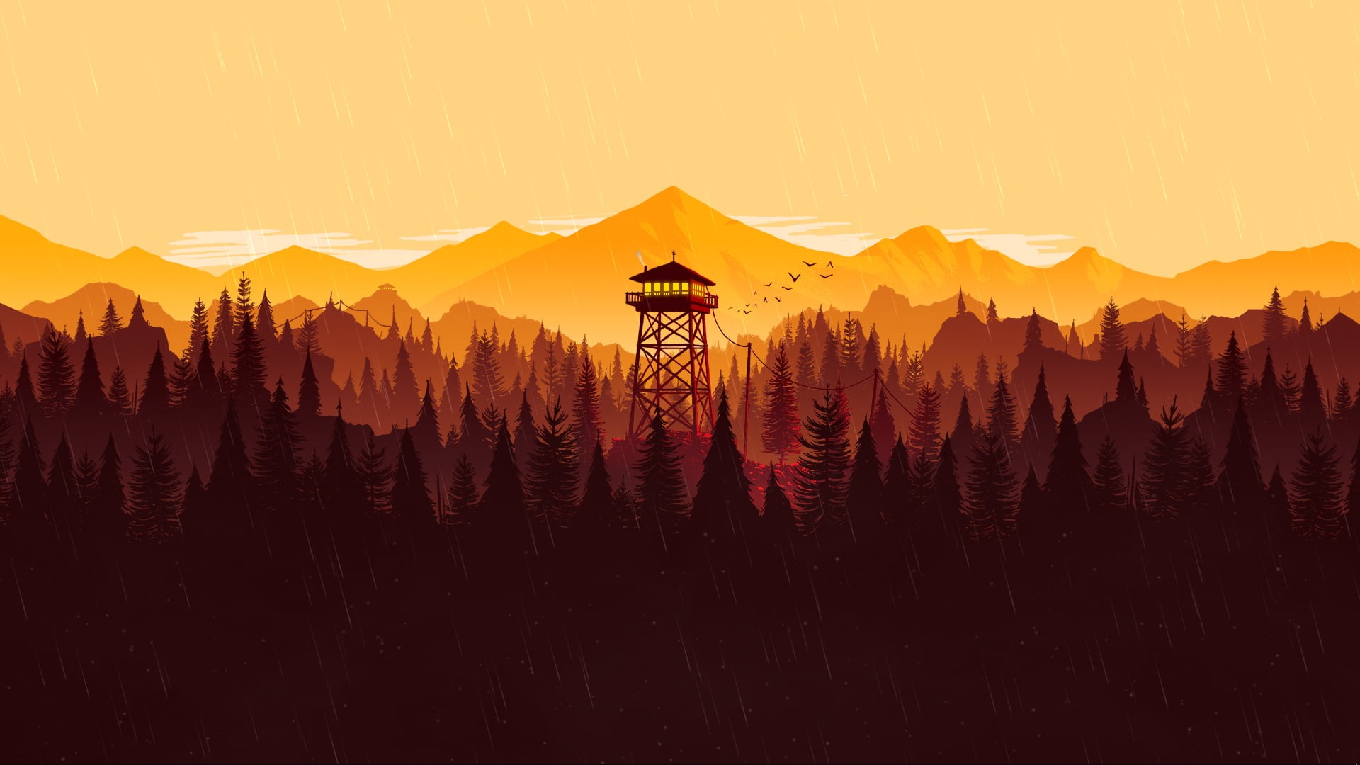 video game art, simple, 1080P, minimalism, Firewatch, HD Wallpaper