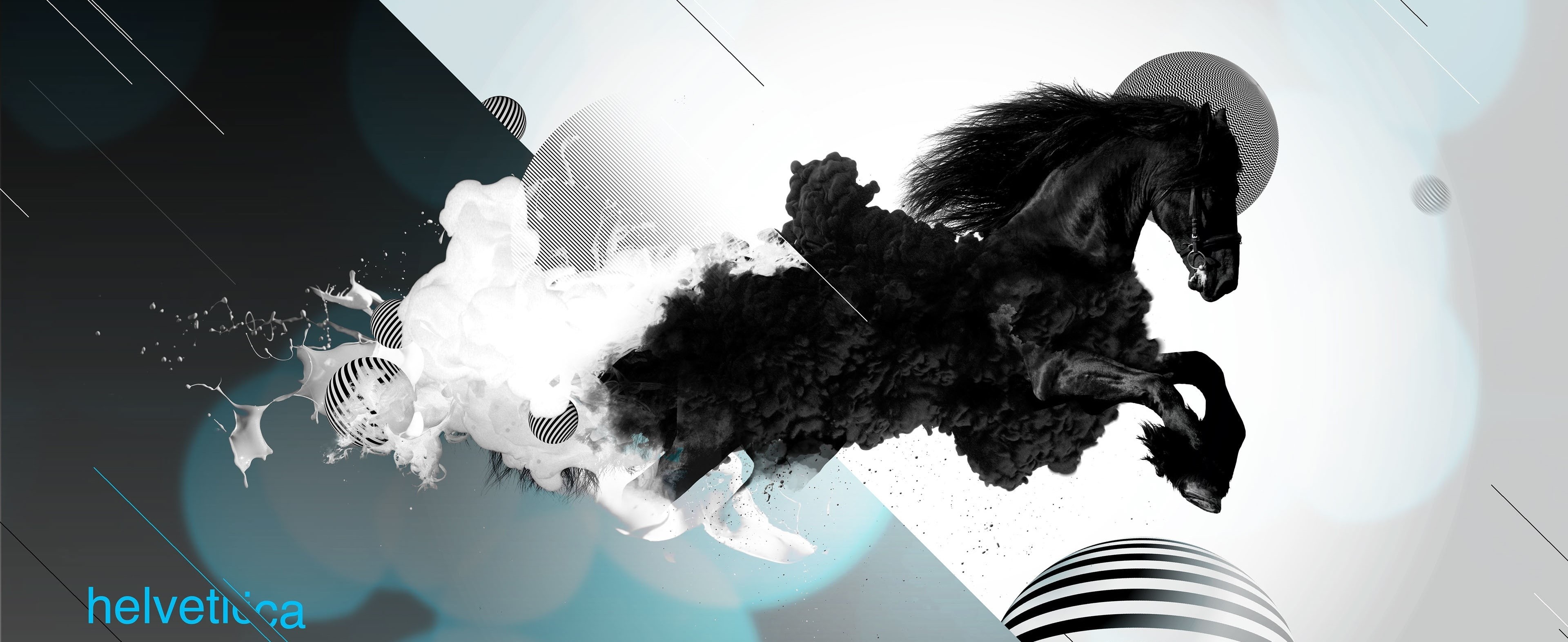 blackhorse, graphicdesign, Dark, human hair, Balls, indoors, human body part, emotion, lifestyles, adult, Smoke, nature, creativity, spheres, human face, HD Wallpaper