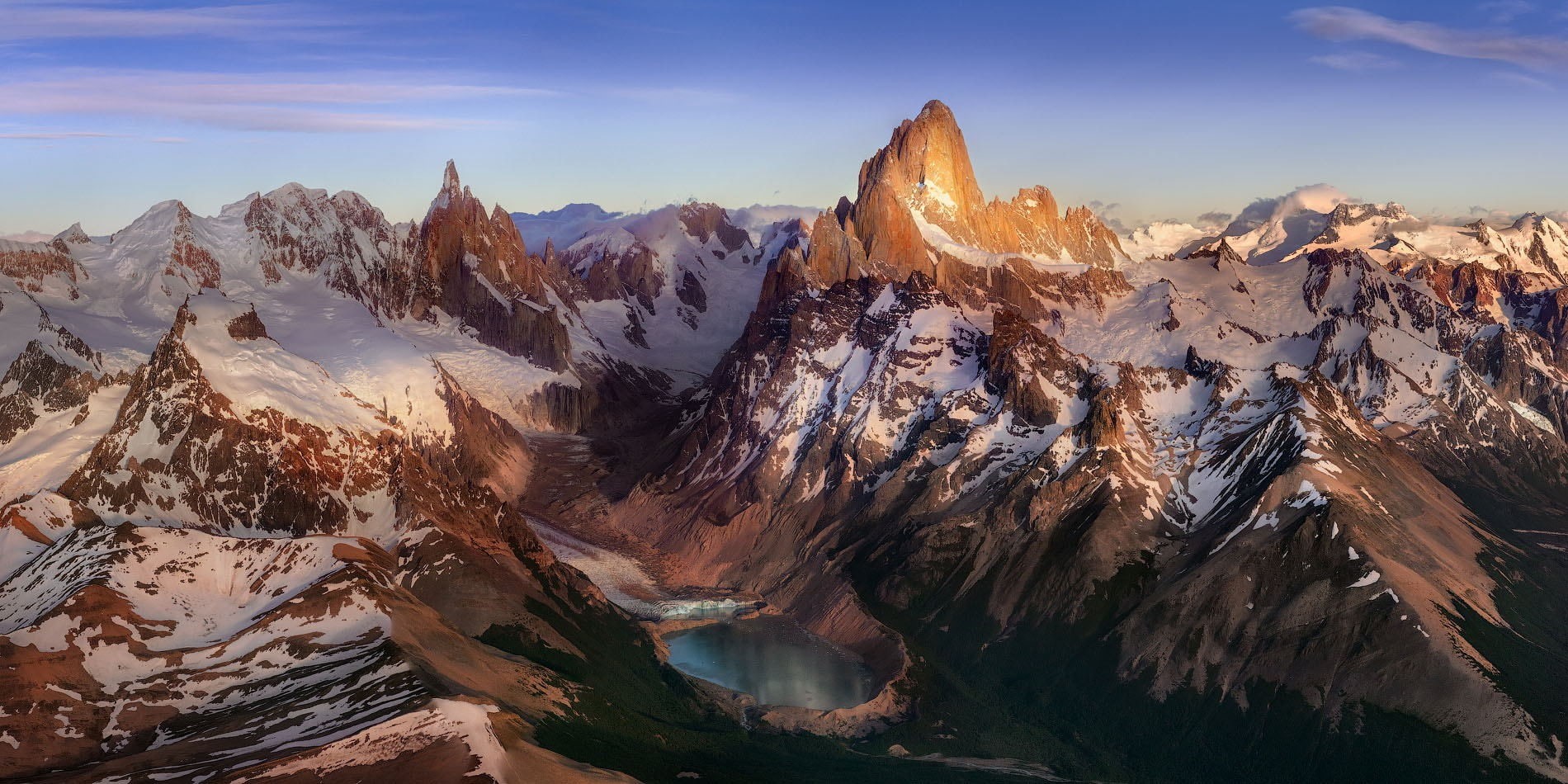 Patagonia, nature, snowy peak, landscape, Argentina, 720P, lake, aerial view, mountains, Andes, HD Wallpaper