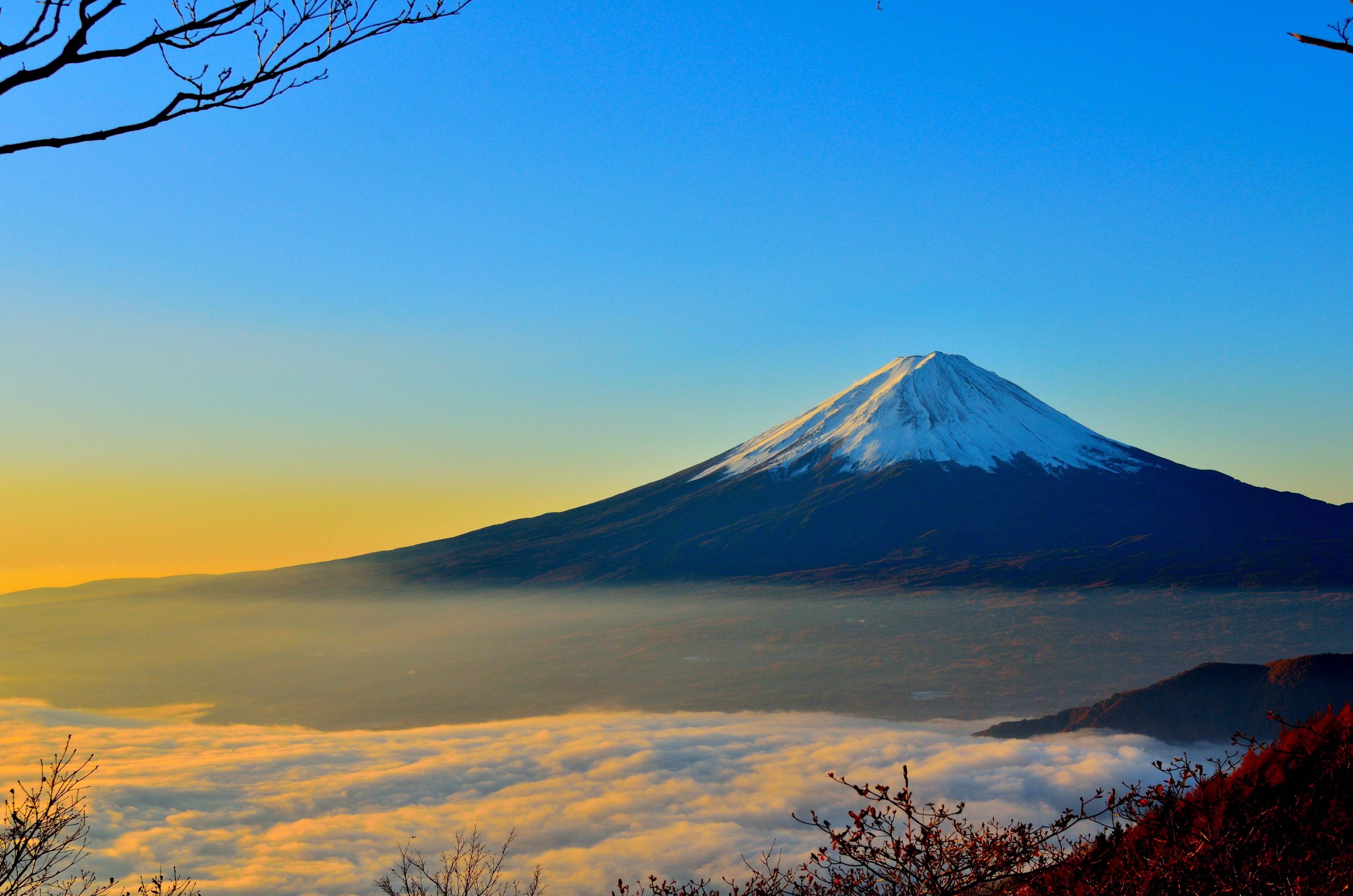 mt, 4K, mount, foggy, volcano, mountain, fuji, HD Wallpaper