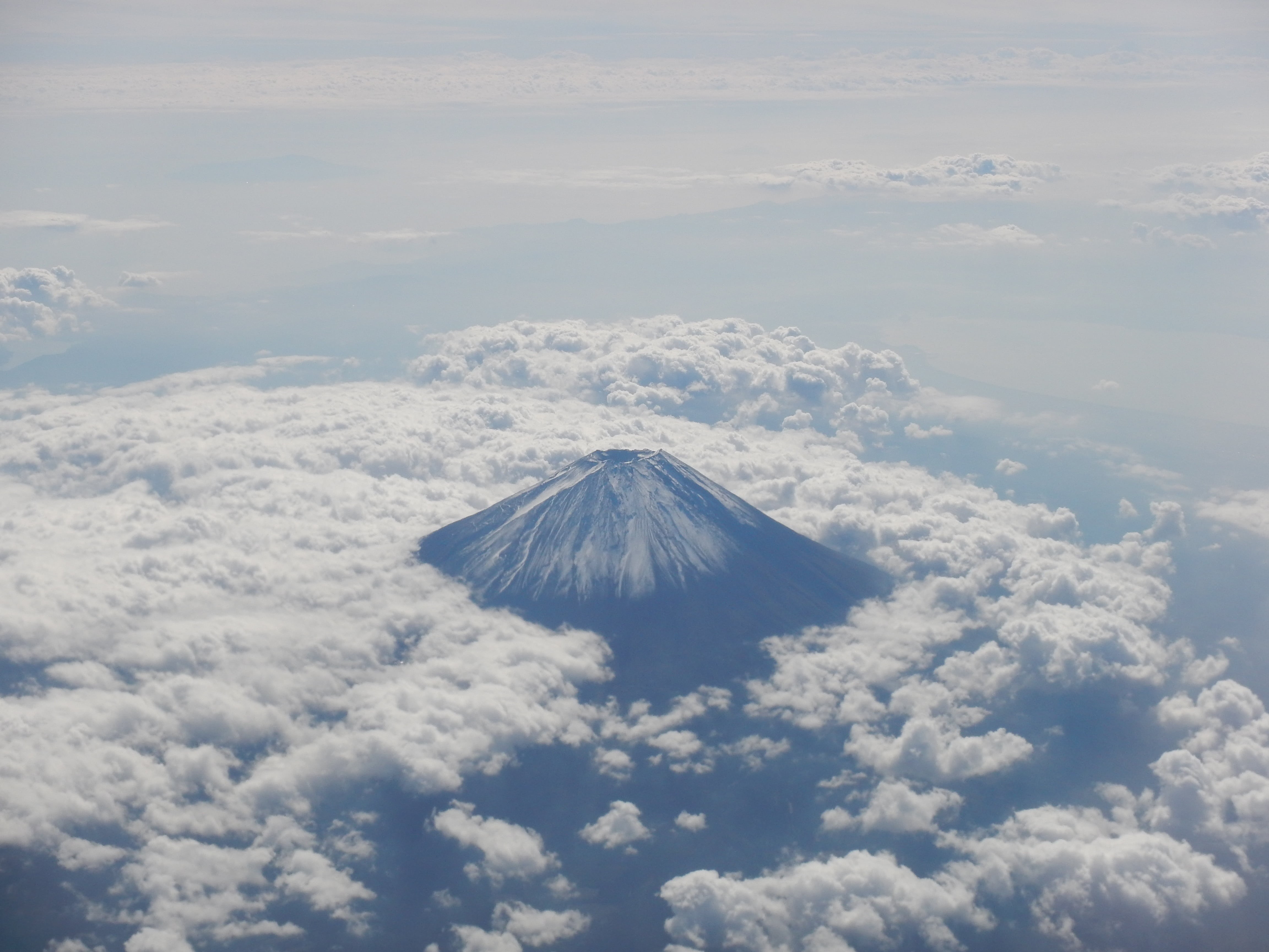 no people, outdoors, mt Fuji, mountain, photography, idyllic, tranquil scene, sky, volcano, mountains of japan, 4K, scenics - nature, cloud, aerial photograph, HD Wallpaper