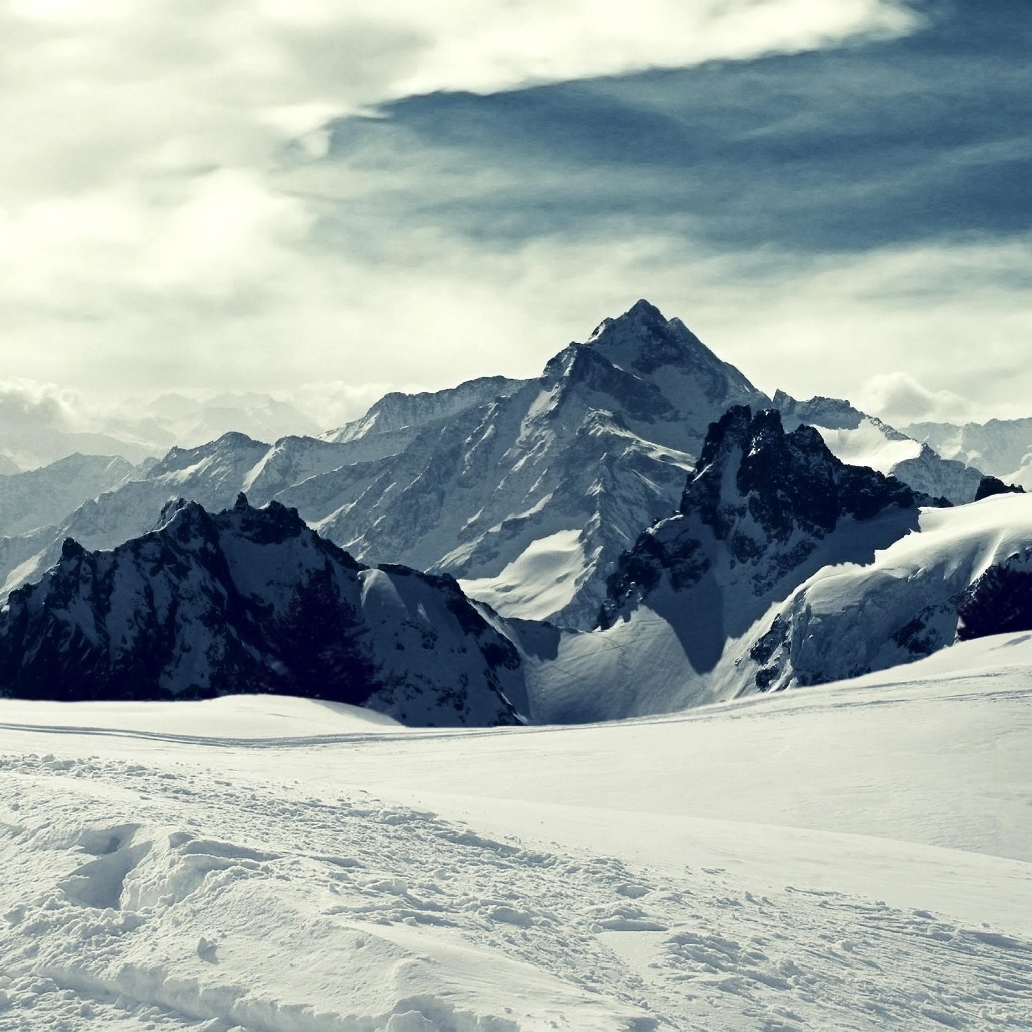 1080P, sky, tranquility, tranquil scene, no people, mountain, white color, mountain peak, mountain range, frozen, environment, beauty in nature, nature, Phone HD Wallpaper