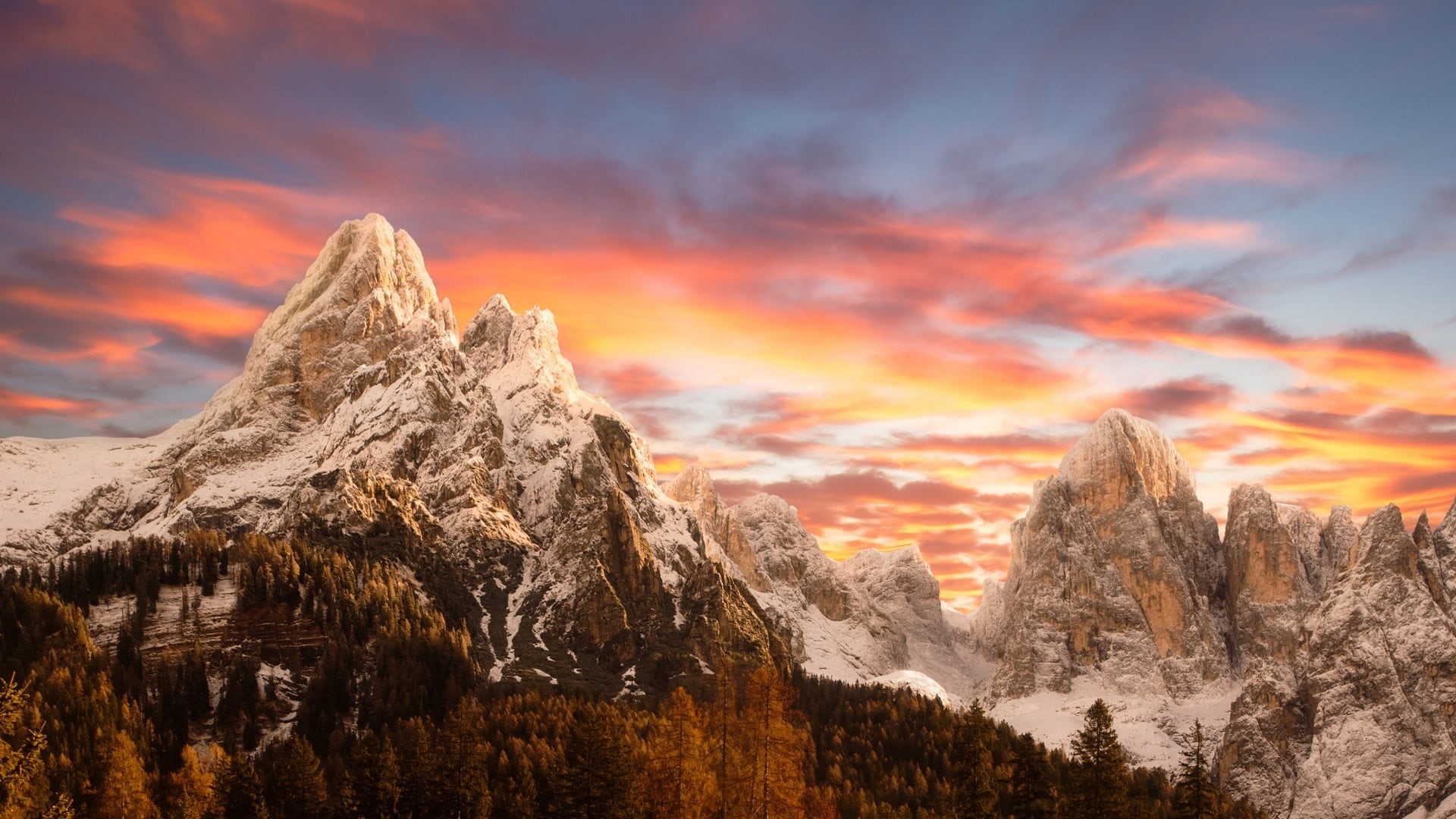 sky, plant, rock, scenics - nature, idyllic, icy, landscape, forest, snowy peak, Italy, beauty in nature, tree, dramatic sky, no people, tranquil scene, HD Wallpaper