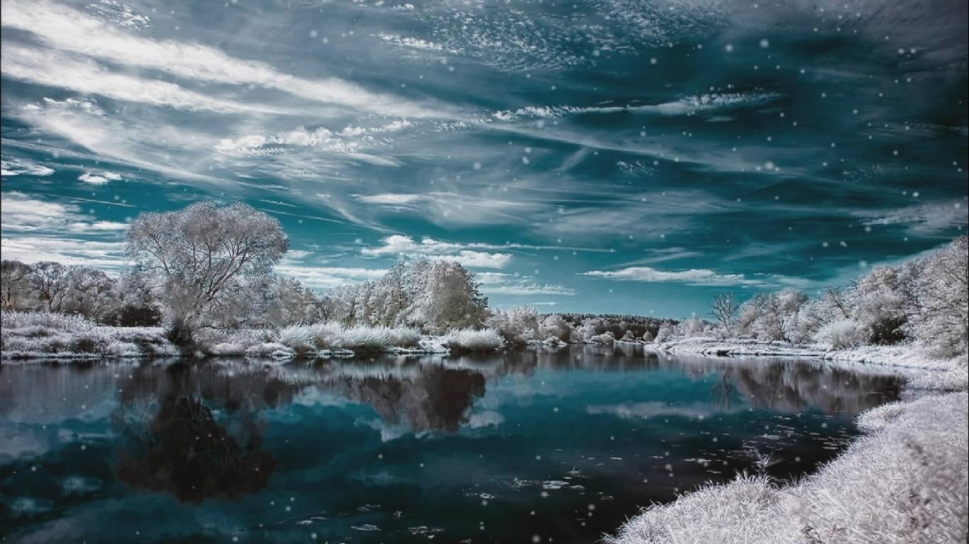 winter, lake, snowy, white, snow, cold, hd, tree, fantasy, world, 720P, mirror, mountain, abstract, ice, icy, top, HD Wallpaper