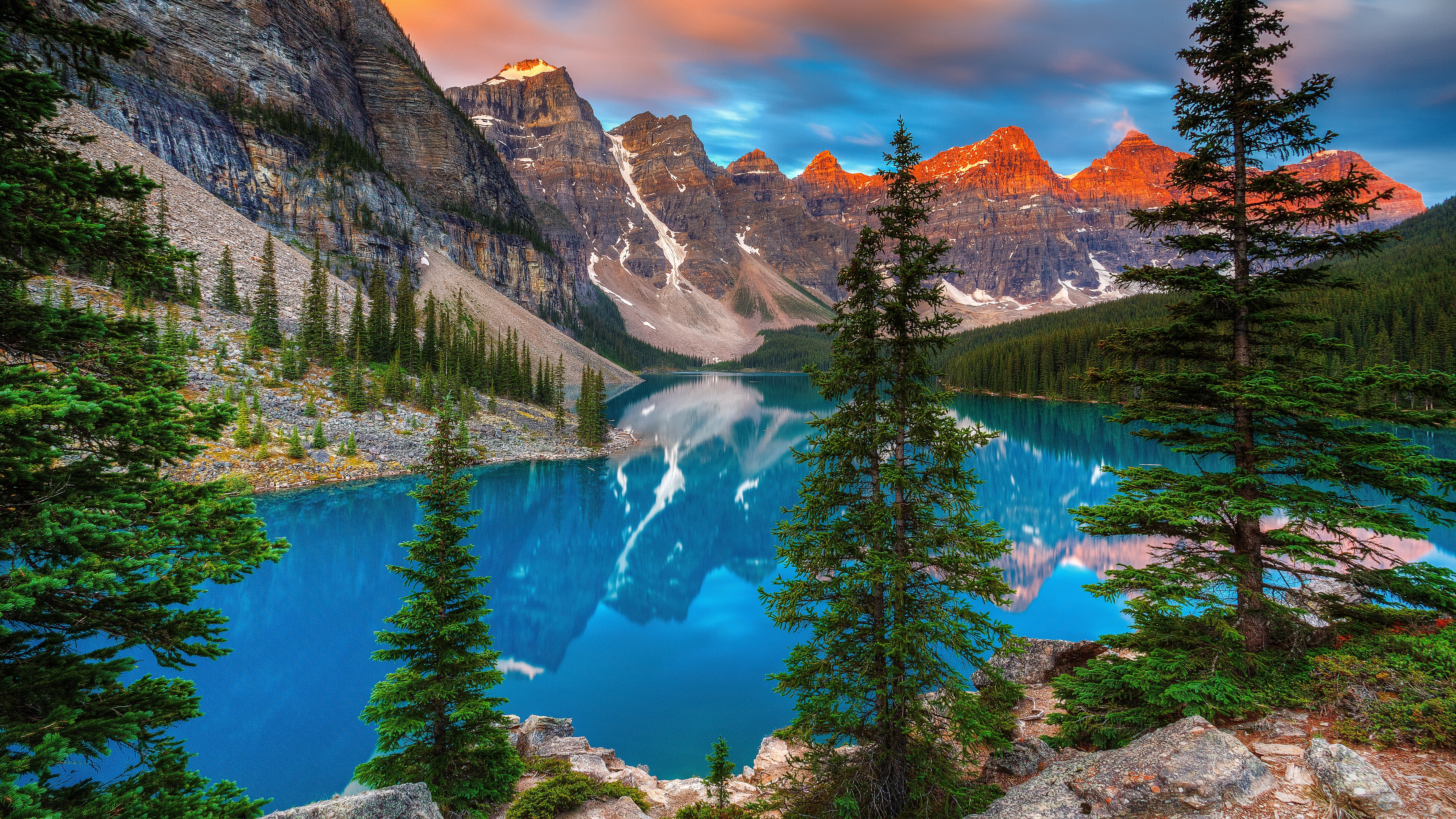 tranquility, water, beauty in nature, outdoors, lake, 8K, sky, tree, mountain, rock, pine woodland, travel destinations, coniferous tree, scenics - nature, HD Wallpaper