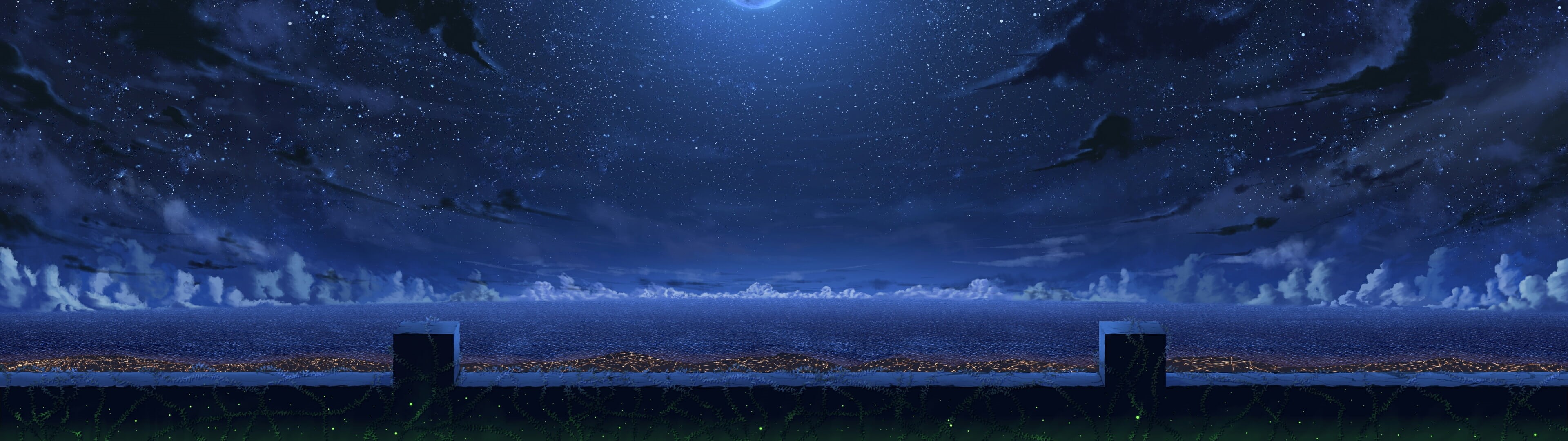winter, sky, cold - Temperature, panorama, light - Natural Phenomenon, outdoors, space, landscape, constellation, plant, fantasy, panoramic, star - Space, HD Wallpaper