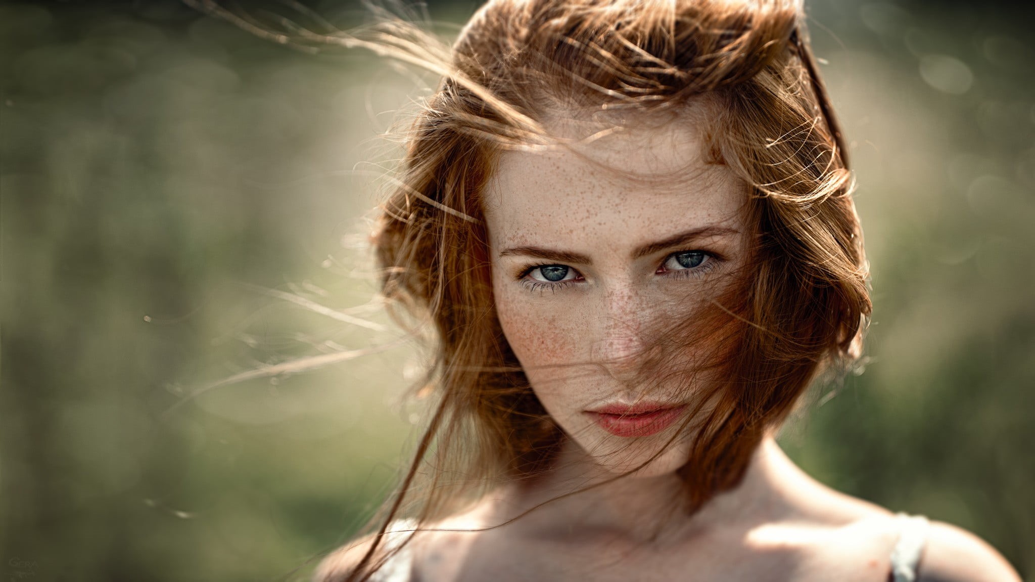 beauty, close-up, beautiful woman, one person, young adult, contemplation, s, hairstyle, freckle, brown hair, focus on foreground, looking at camera, Katya Voronina, HD Wallpaper