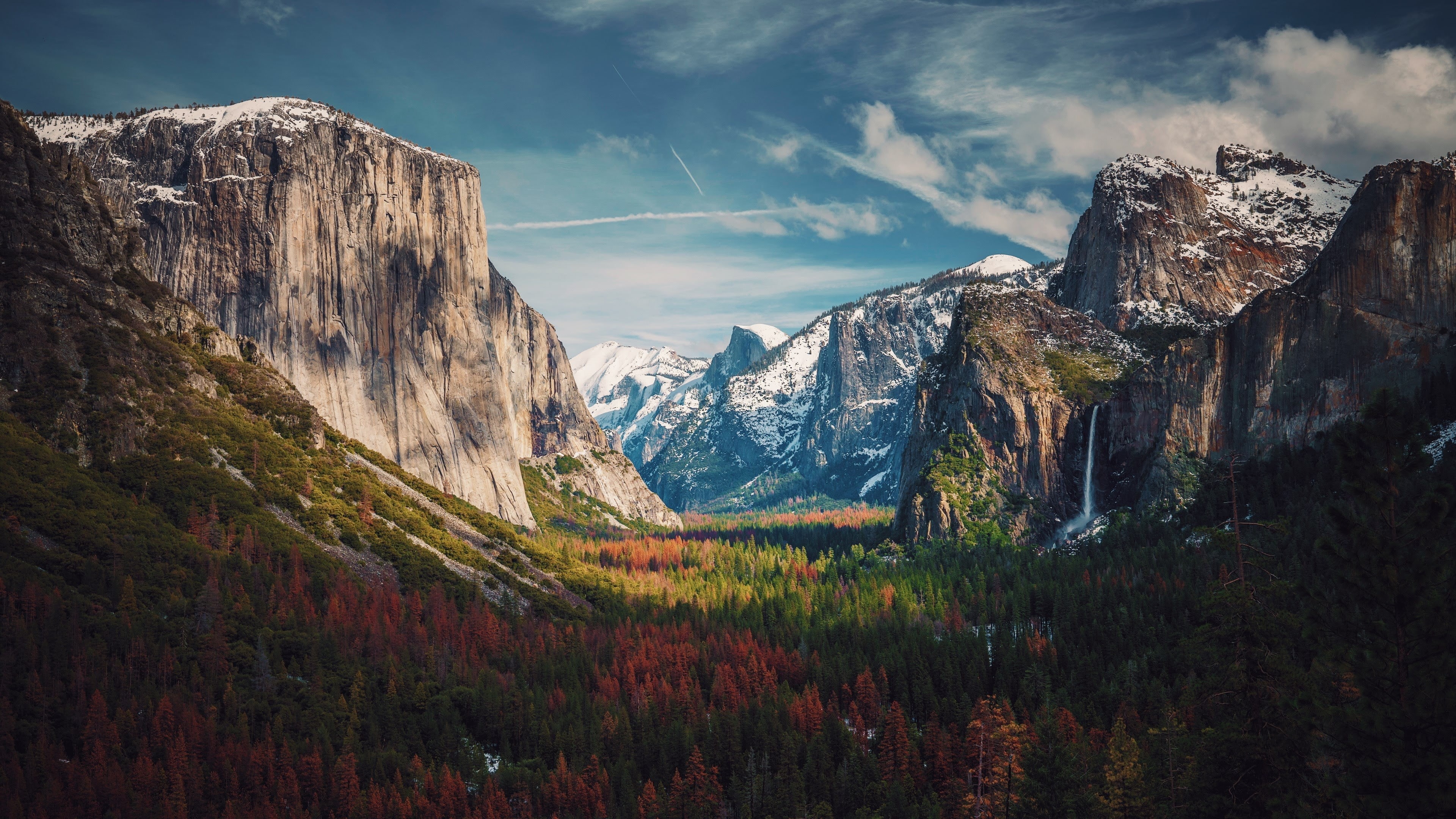yosemite Falls, wilderness Area, land, non-urban scene, national Landmark, scenics, coniferous tree, travel, famous Place, rock, autumn, beauty In Nature, HD Wallpaper