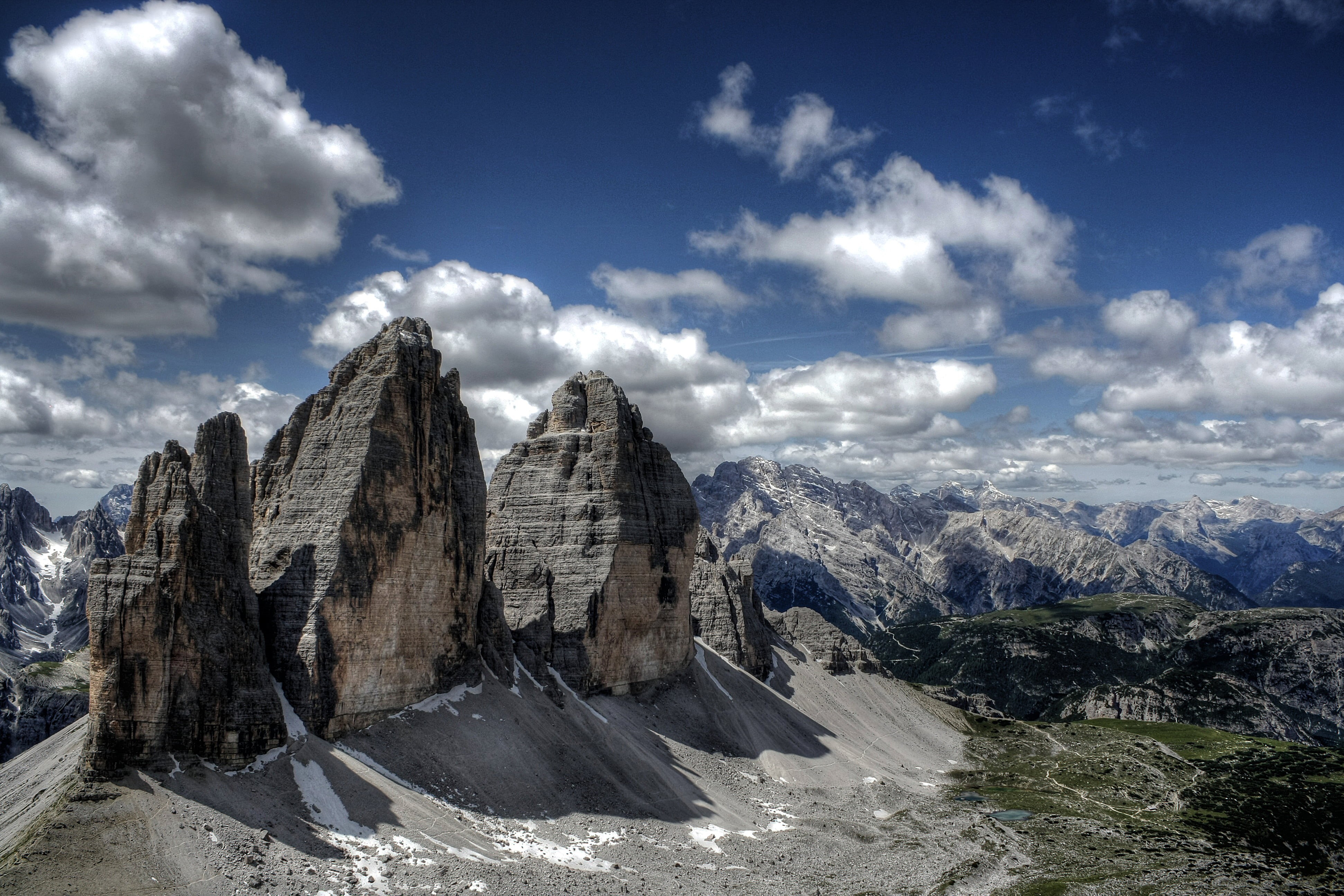 daytime, gray, rock, Dolomites, nature, Dolomiten, mountain Peak, mountain, rock formation, european Alps, Drei Zinnen, gray rock, landscape, outdoors, HD Wallpaper