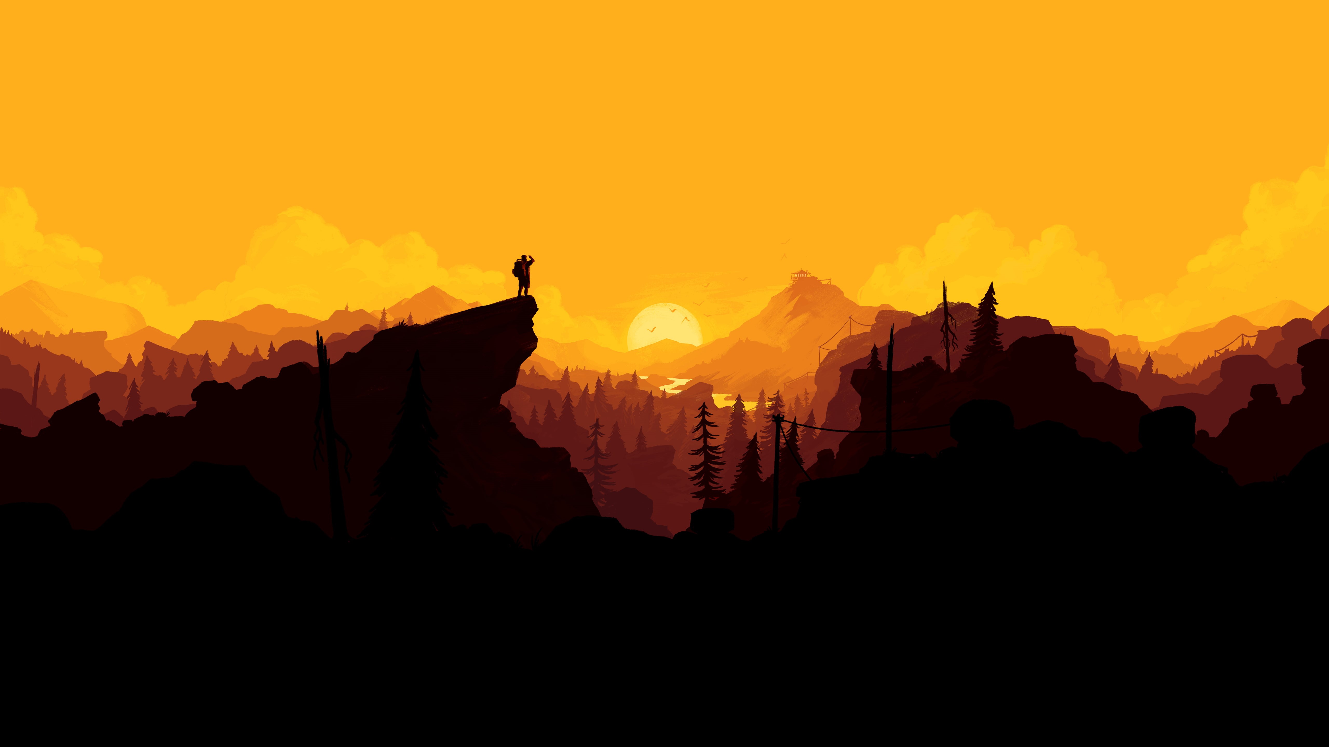 Firewatch, 5K, simple, simple background, sunset, HD Wallpaper