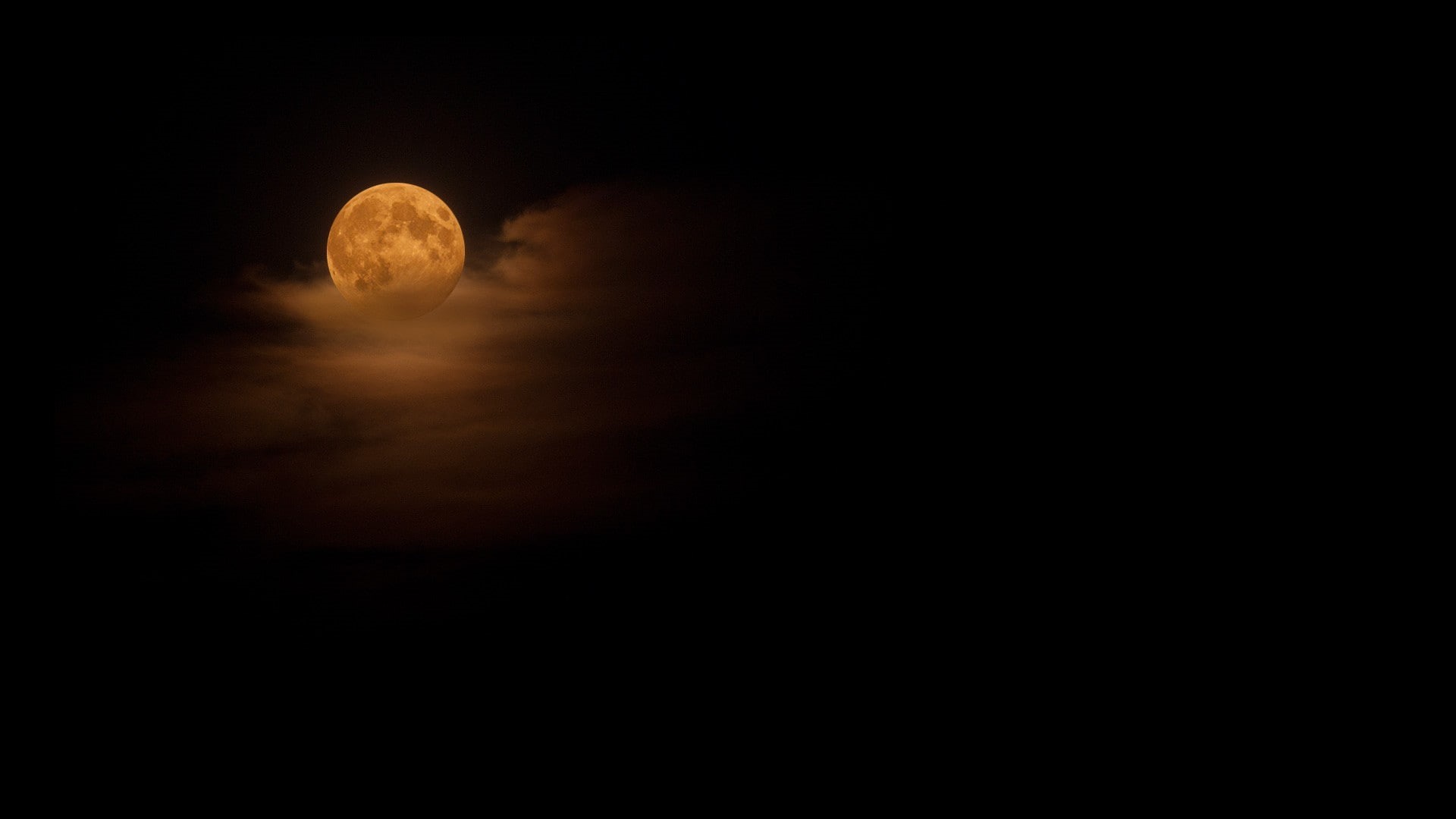 Moon, minimalism, clouds, black background, nature, 1080P, dark, night, moonlight, HD Wallpaper