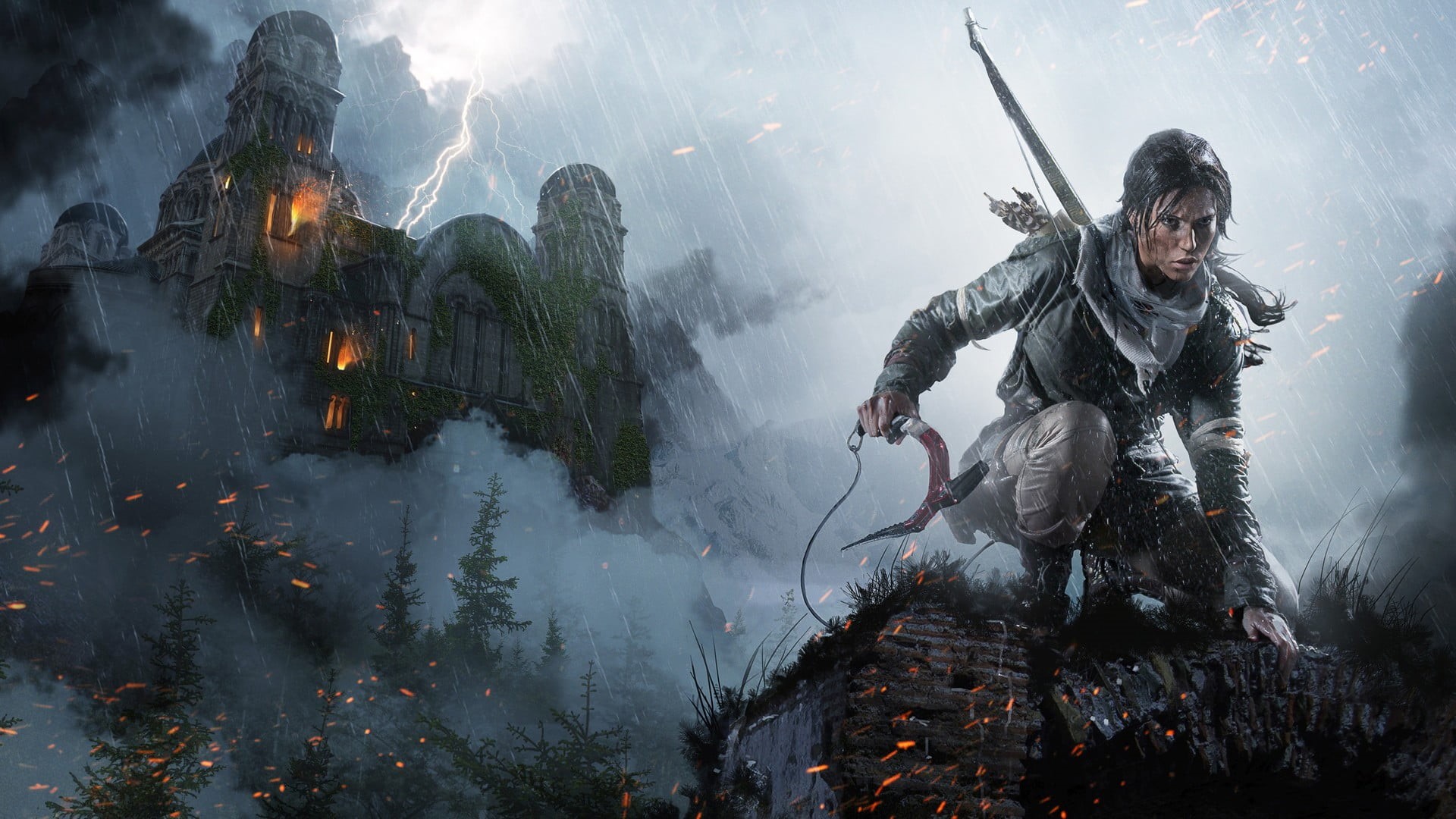 sky, warning sign, 1080P, men, scenics - nature, Tomb Raider, motion, tomb, protection, nature, illustration, holding, adventure, Lara Croft, real people, HD Wallpaper