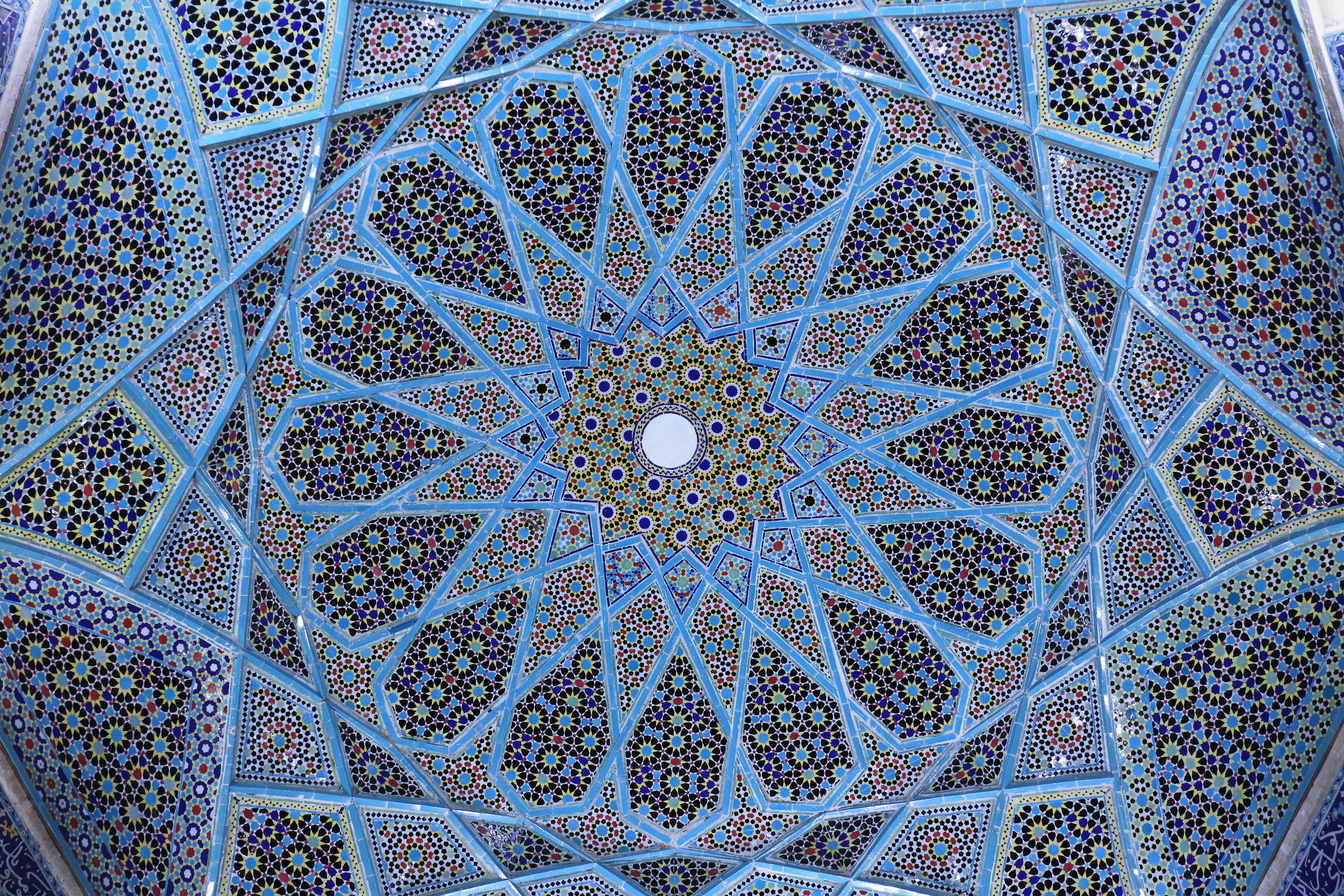 hafez, pattern, no people, belief, low angle view, spirituality, architecture, religion, built structure, shiraz, building, qashani, shape, design, ceiling, HD Wallpaper