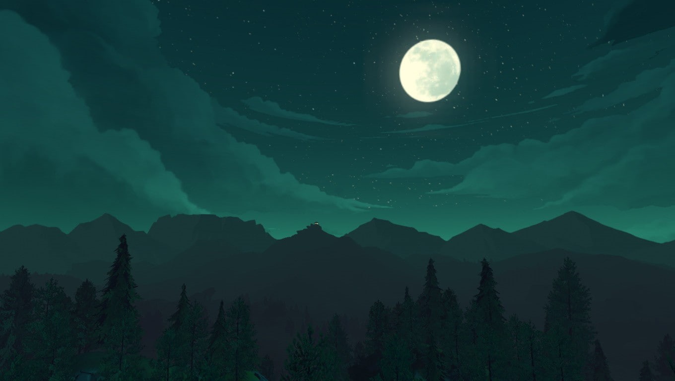 night, nature, Green, landscape, 720P, Fire Watch, Moon, HD Wallpaper