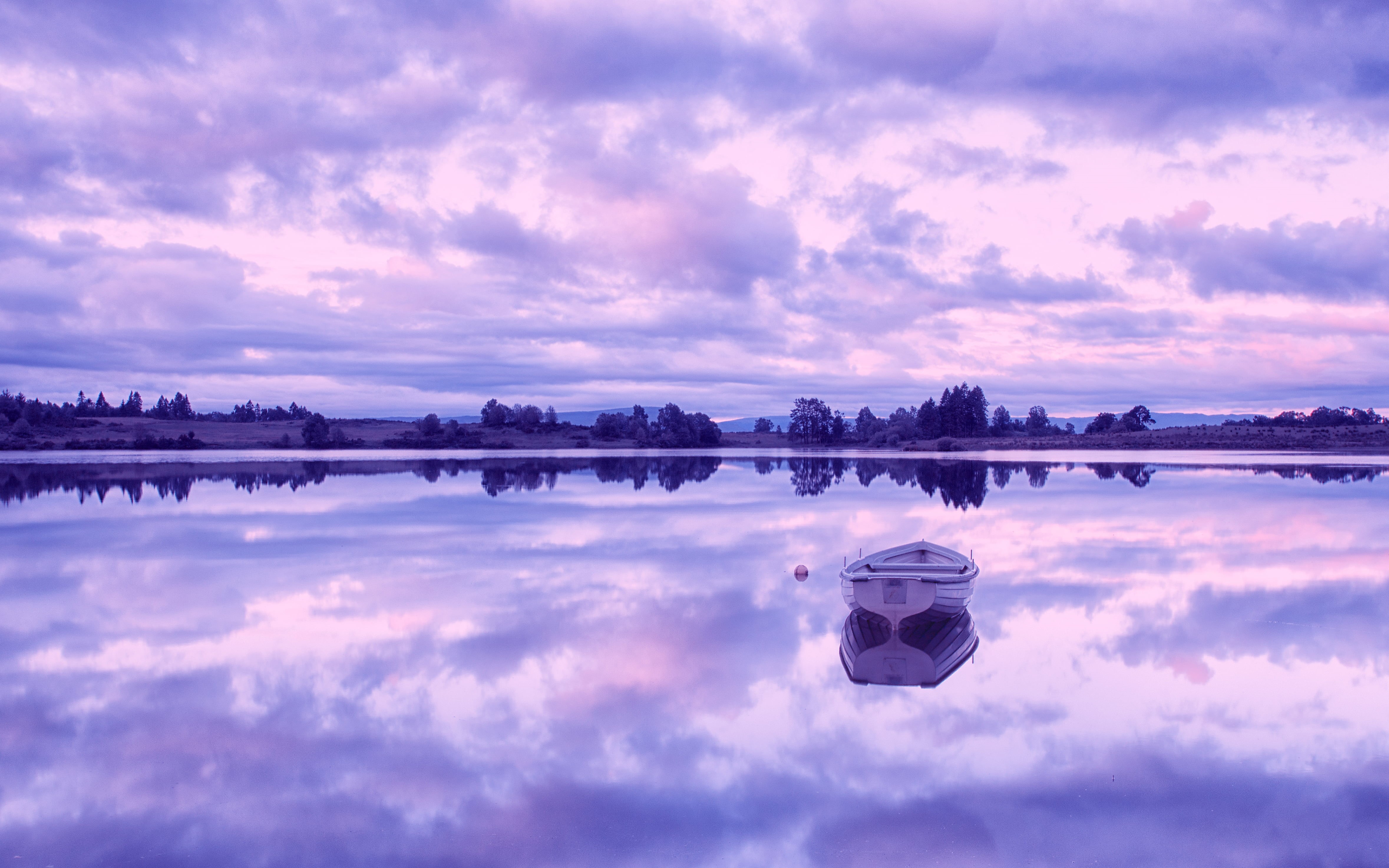 reflection, lake, sky, Loch Rusky, Scotland, white, row, water, 4K, nature, body of water, landscape, blue, cloud - Sky, Trossachs, row boat, boat, body, HD Wallpaper