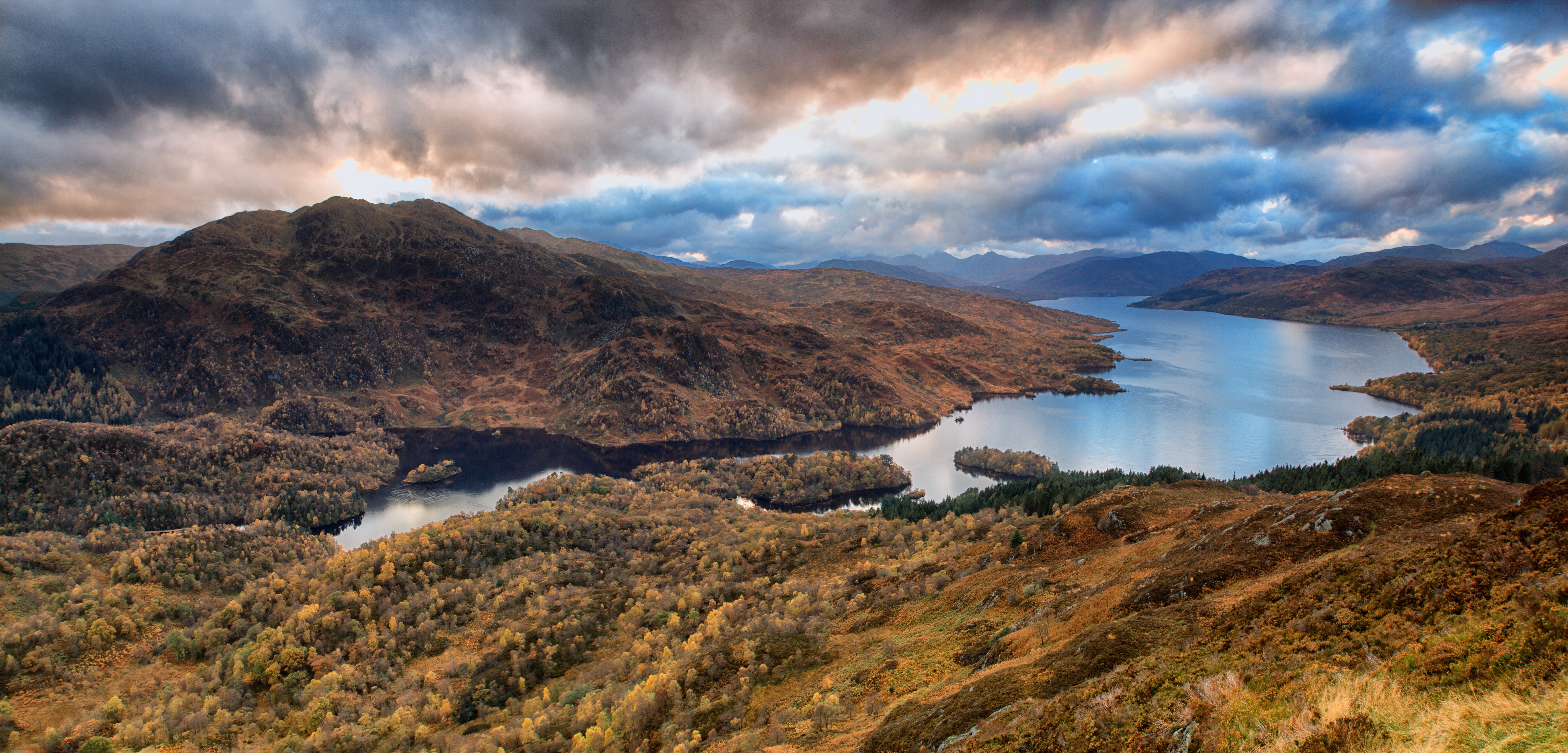 calm, Goblins, high, formation, body of water, beauty In Nature, water, sky, photography, cloud - Sky, travel, Trossachs, blue, 5K, angle, rock, Ben Venue, HD Wallpaper