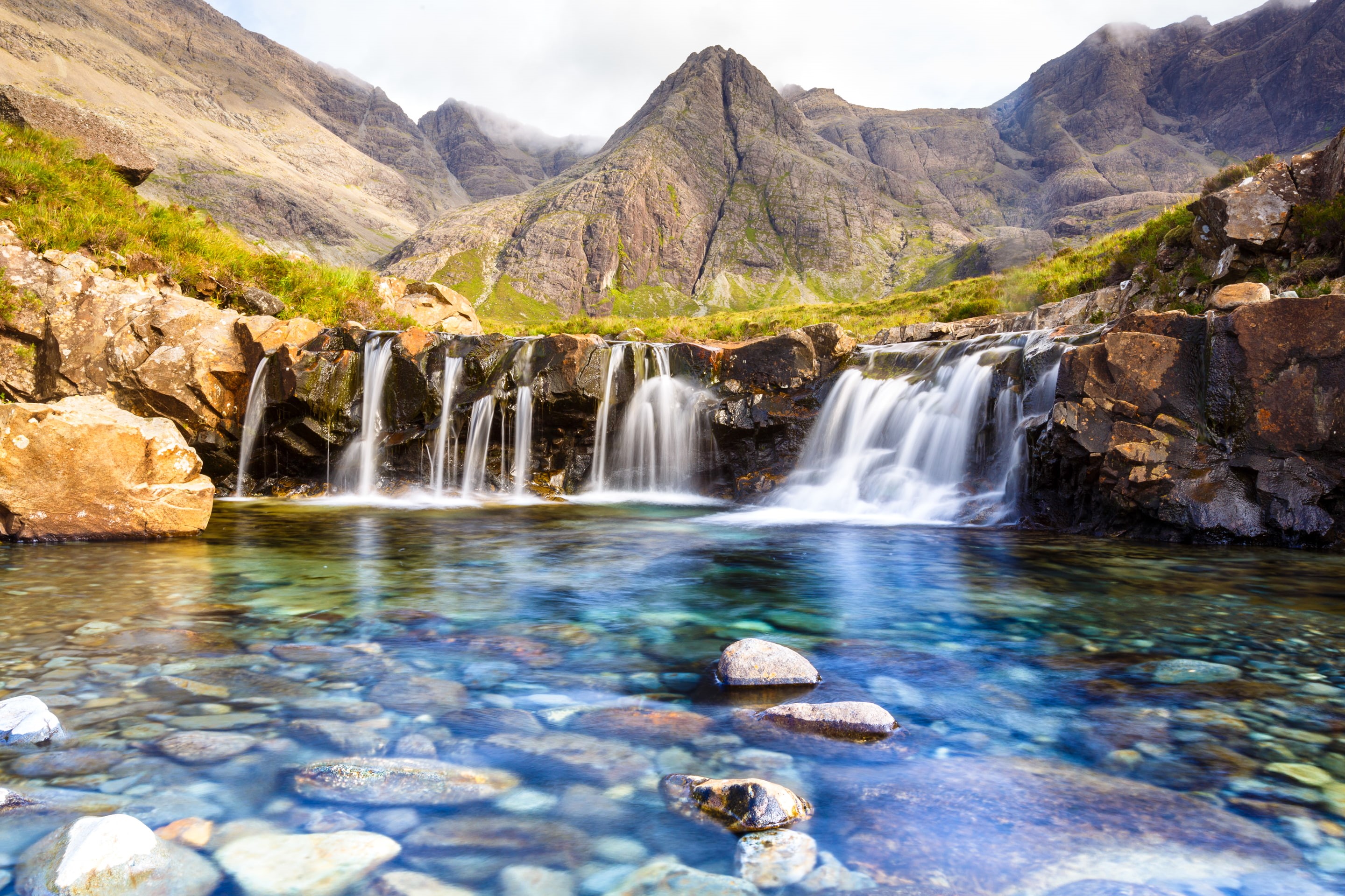 Waterfall, Scotland, 2K, Isle of Skye, Fairy Pools, HD Wallpaper