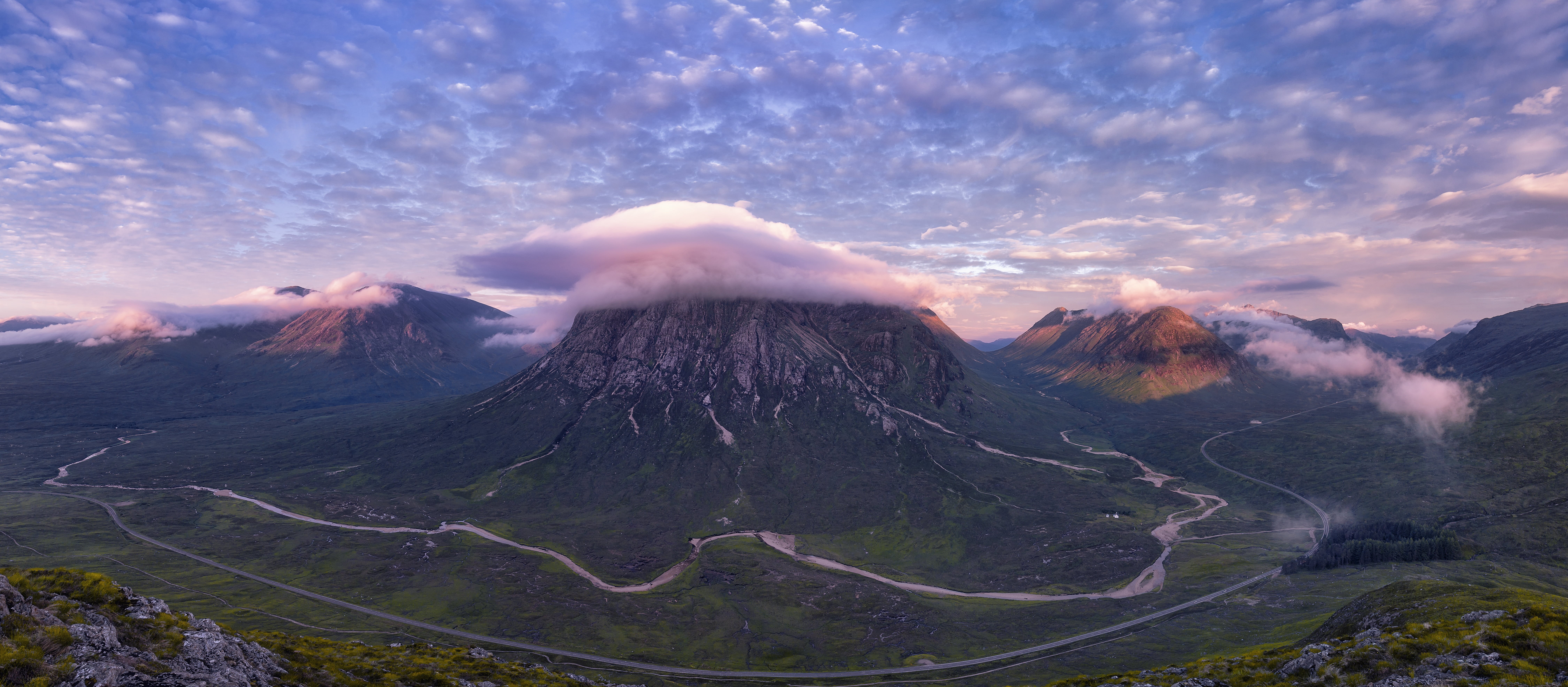 Canon 6D, photography, scenics, snow, outdoors, mountain, West Highlands, aerial, Buachaille Etive Beag, Sron, Creise, River, na, volcano, aerial photography, HD Wallpaper