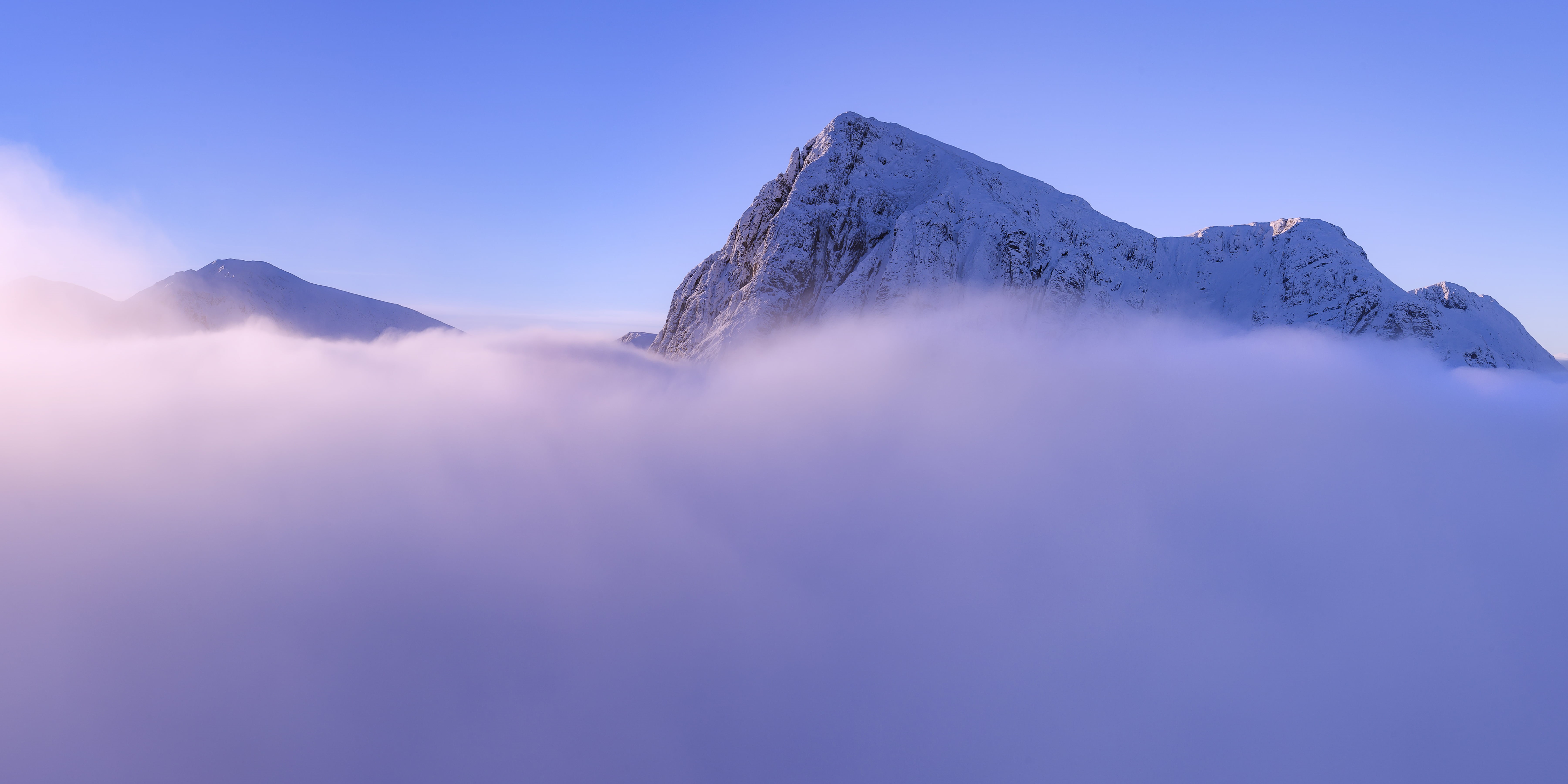 scenics, na, Glencoe, mountain Peak, Above and Beyond, fog, Buachaille Etive Mor, West Highlands, landscape, outdoors, 5K, snow, snow mountain, high, high rise, HD Wallpaper