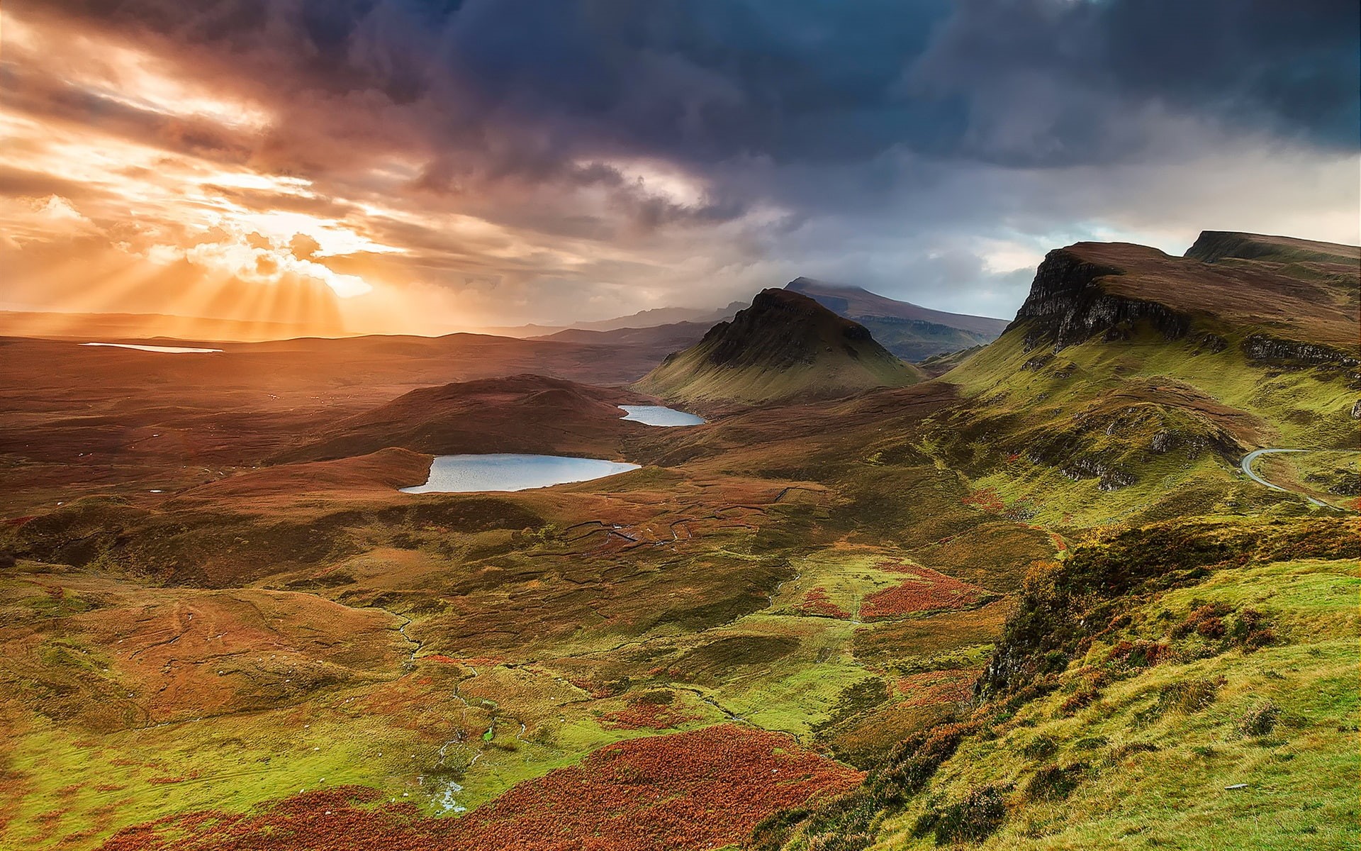 Scotland, Hills, Lake, Sunset, Mountains, 1080P, Isle, Skye, Clouds, HD Wallpaper