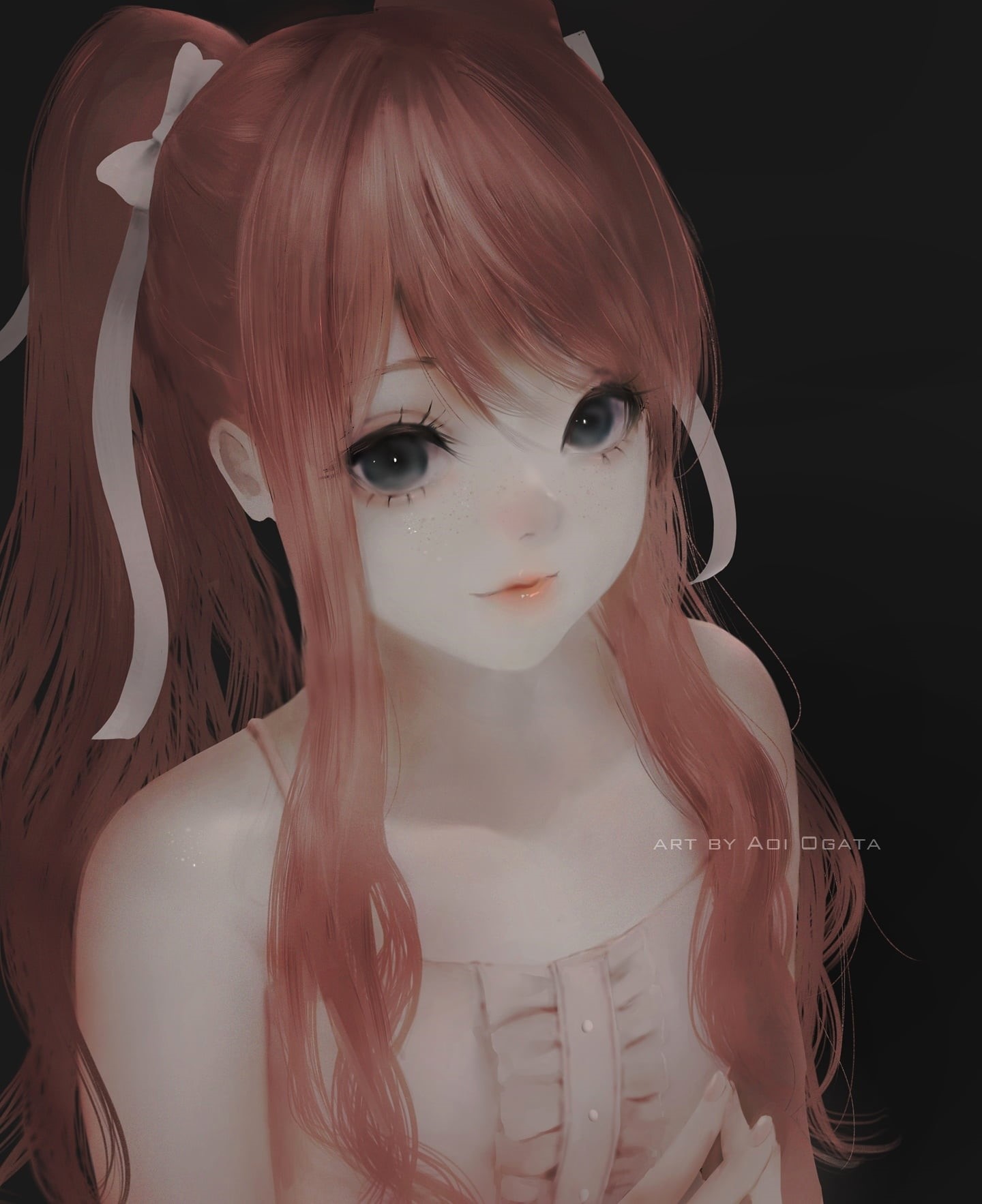 Aoi Ogata, simple background, 720P, anime girls, original characters, anime, Phone HD Wallpaper