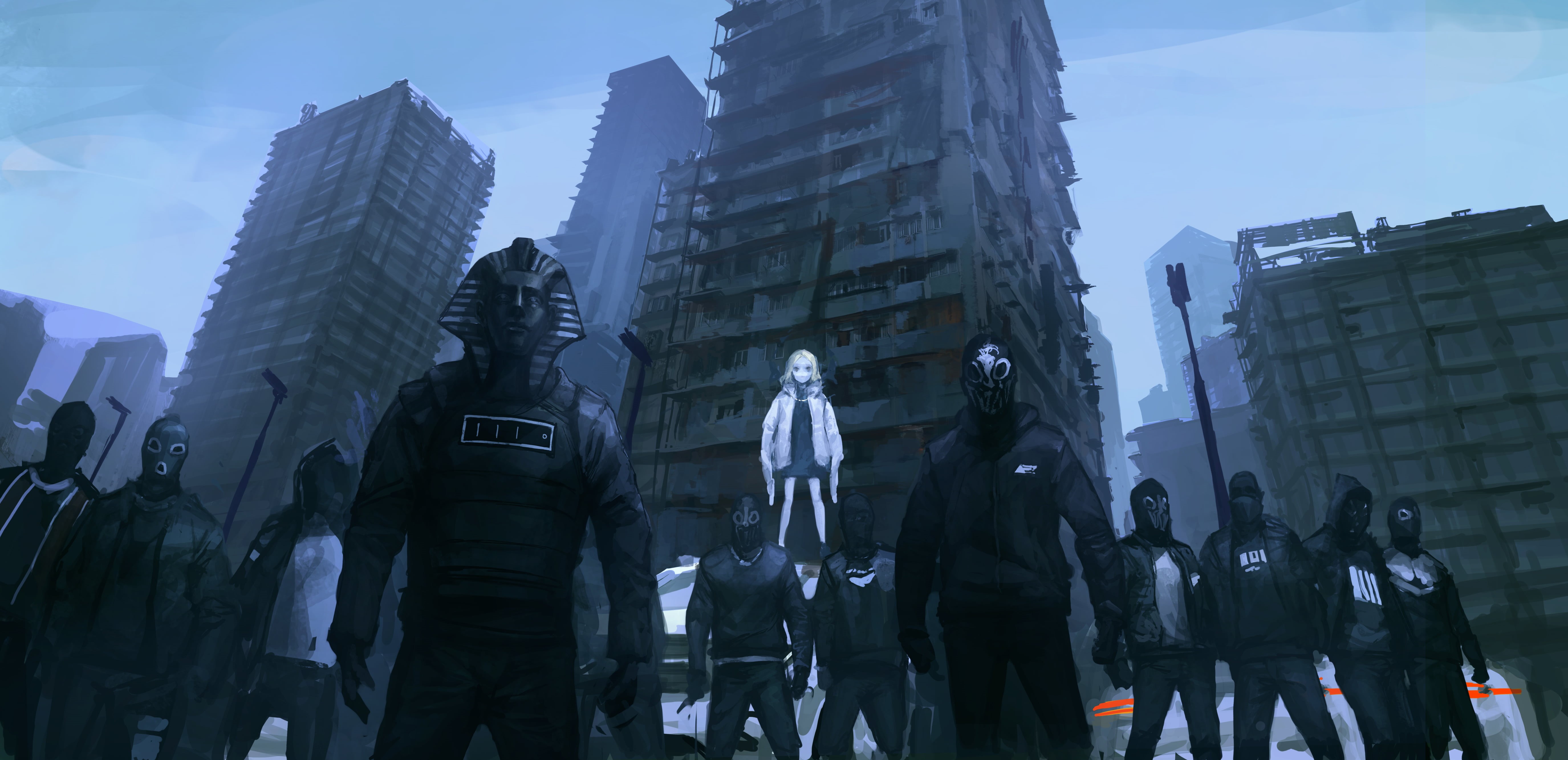 architecture, nature, women, people, day, leisure activity, built structure, real people, city, 5K, original characters, group of people, standing, skyscraper, HD Wallpaper