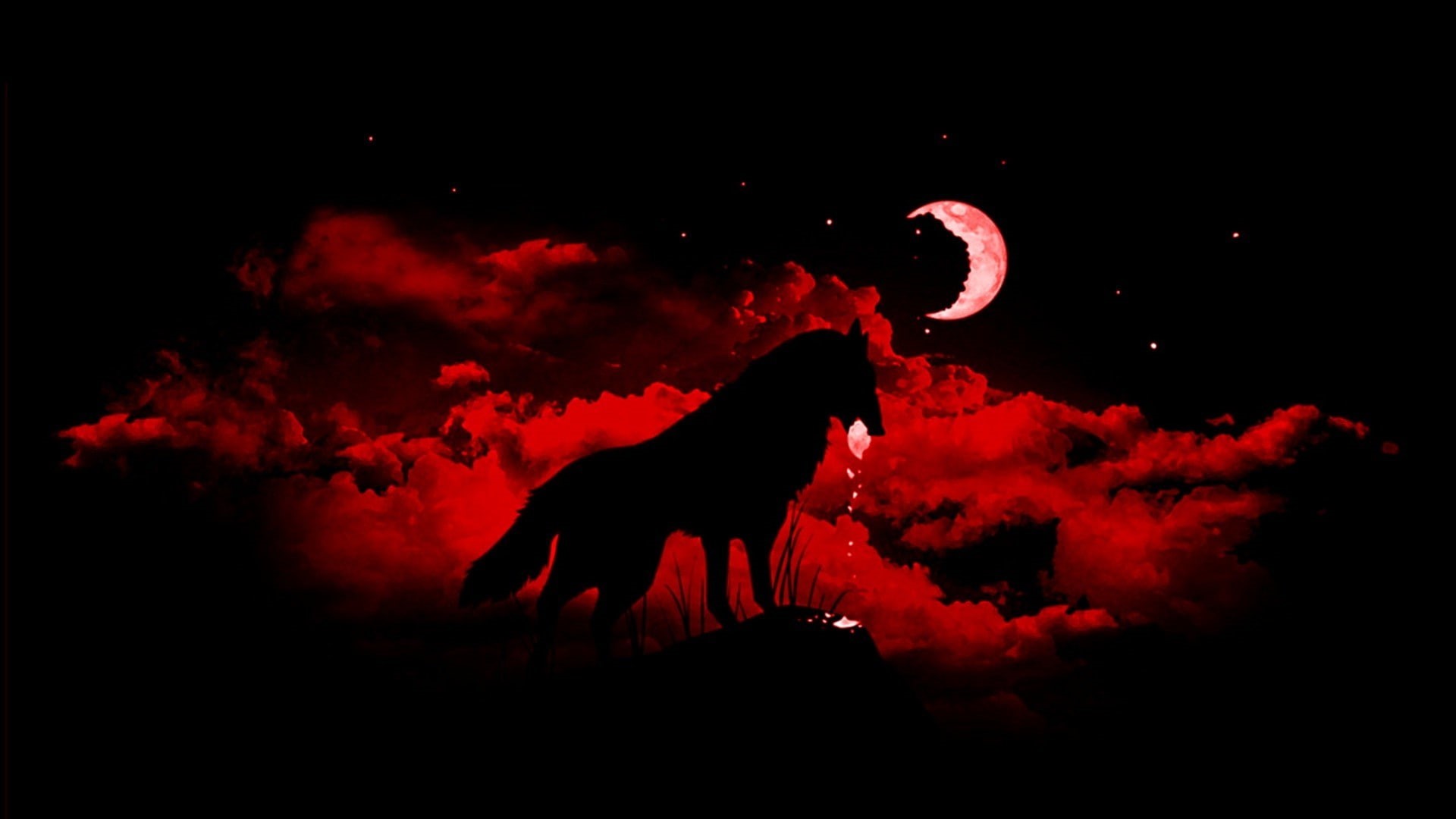 wolf, 1080P, Moon, night, fantasy Art, animals, HD Wallpaper