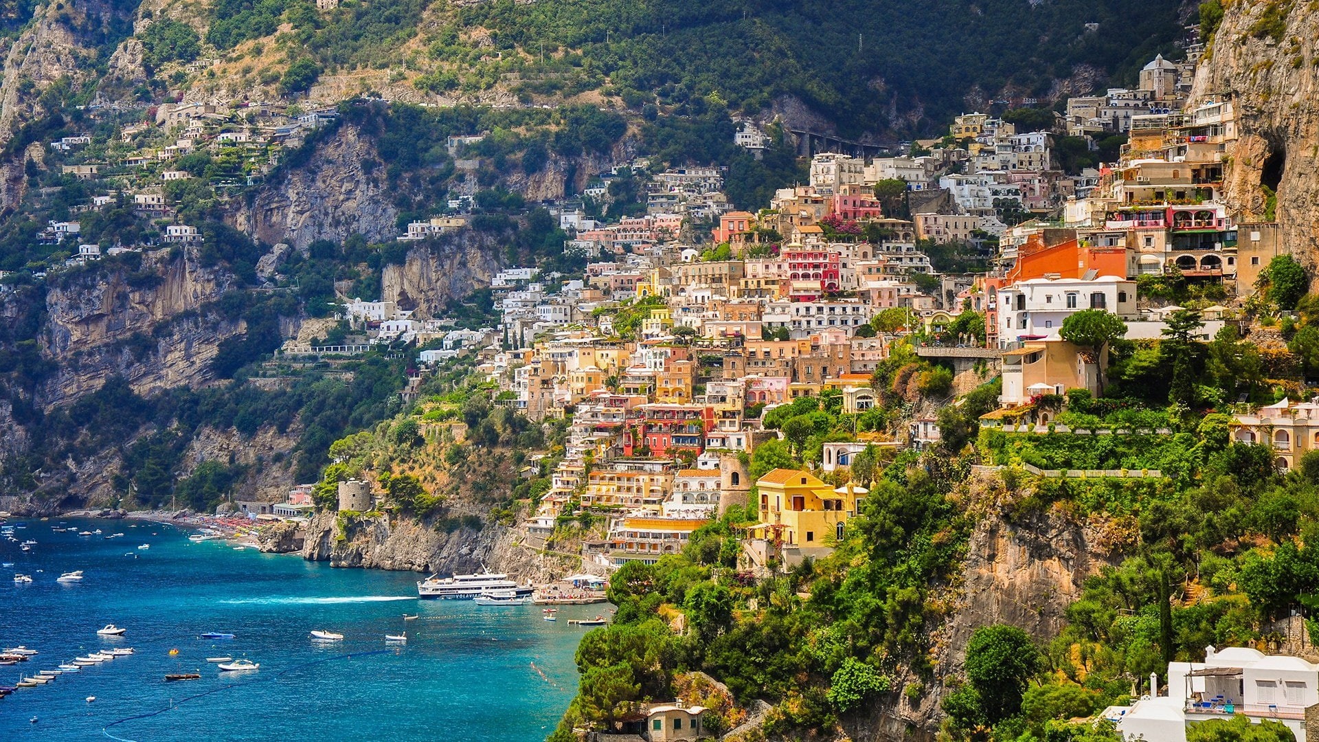 coast, costline, gulf, bay, 1080P, campania, salerno gulf, amalfi coast, tyrrhenian sea, italy, positano, europe, sea, gulf of salerno, HD Wallpaper