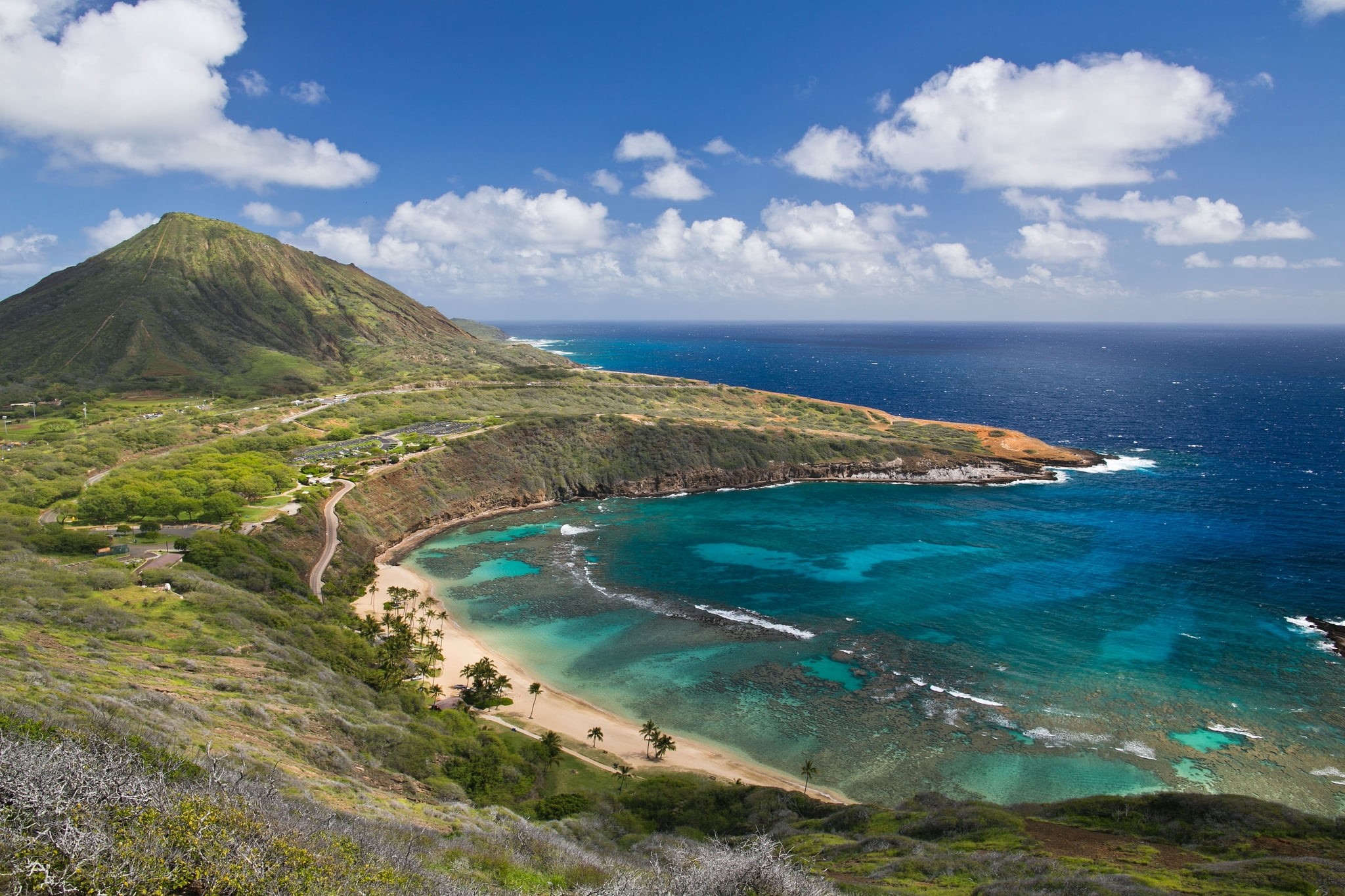 oahu, atlantic Ocean, hawai, vacations, sky, landscape, outdoors, horizon over water, beach, no people, tranquil scene, hill, hanauma bay, coast, day, travel, HD Wallpaper