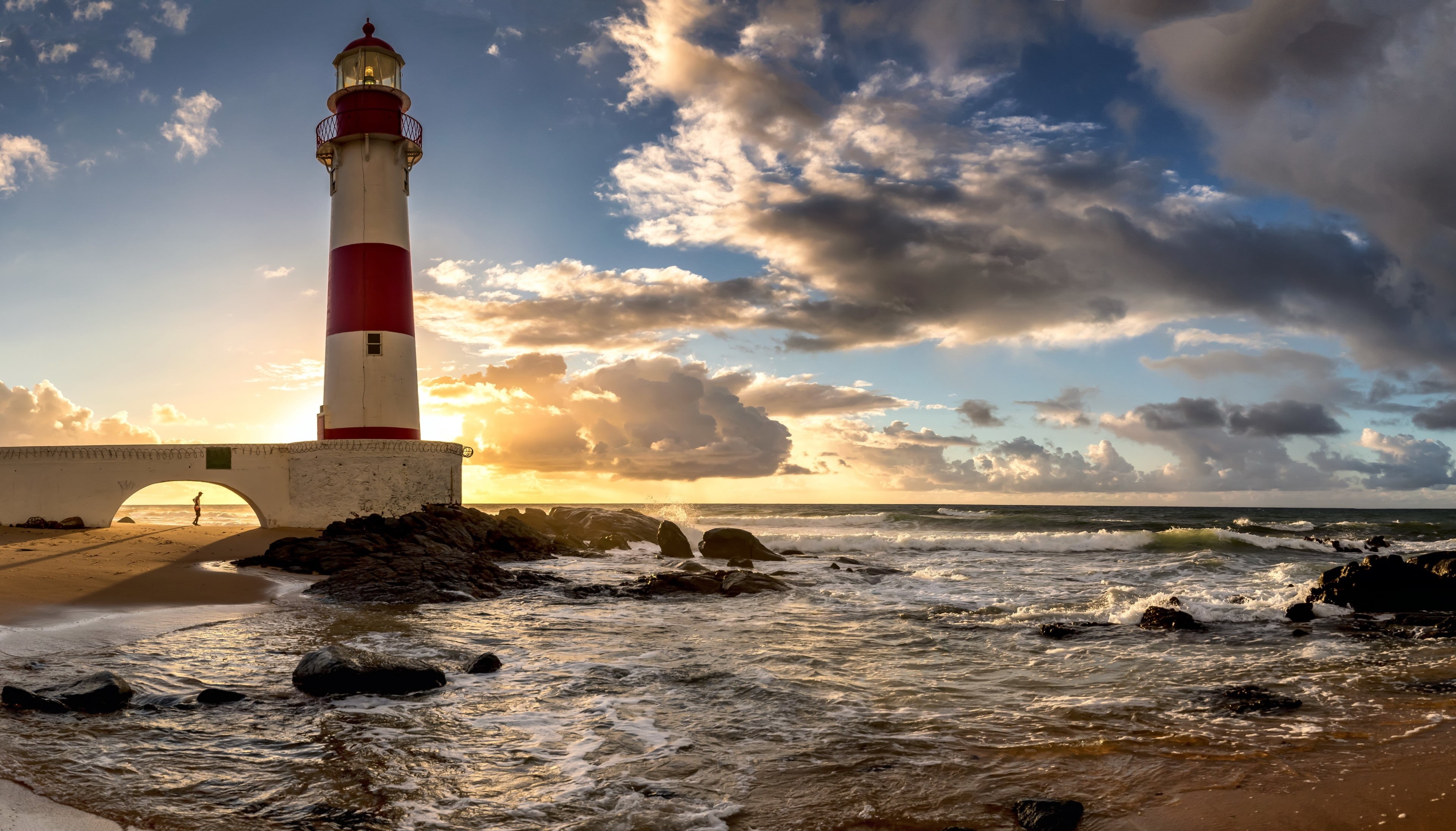 built structure, protection, security, sea, guidance, cloud - sky, beach, nature, architecture, building exterior, horizon over water, water, safety, tower, HD Wallpaper
