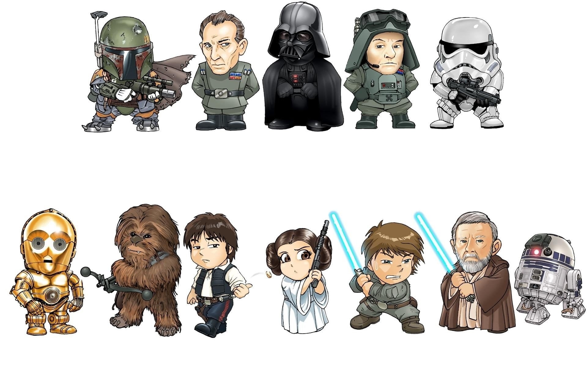 variation, 1080P, creativity, large group of objects, human representation, Chewbacca, Star Wars, representation, group, still life, white background, HD Wallpaper
