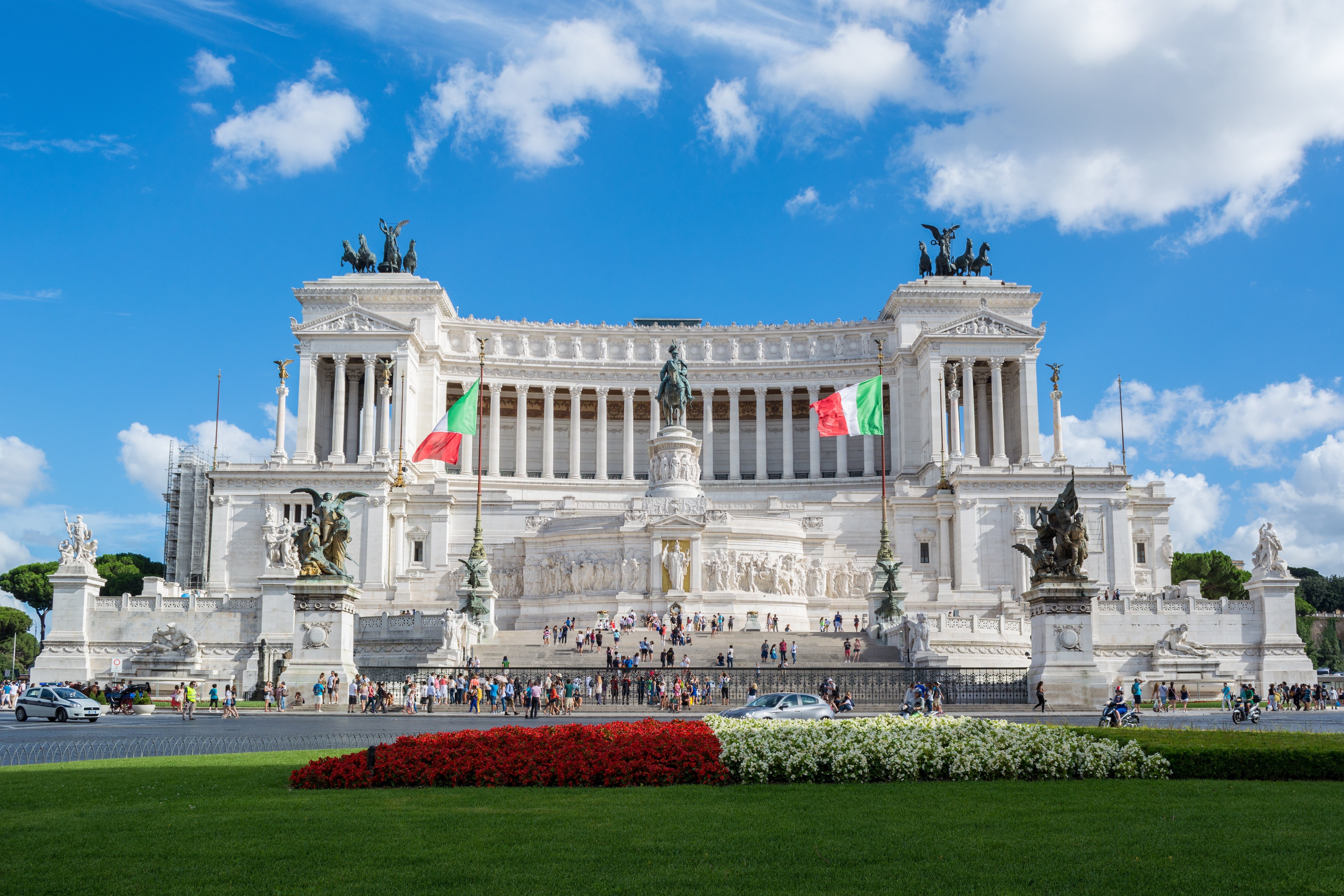 the altar of the fatherland, rome, statue, europe, daytime, sky, cloud - sky, architectural column, travel destinations, monument to vittorio emanuele ii, HD Wallpaper