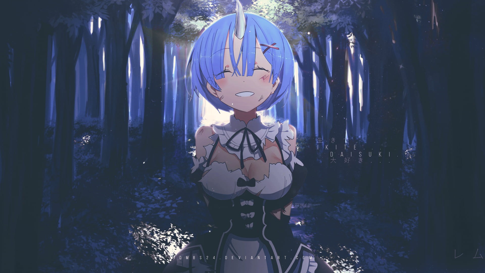Rem (Re: Zero), night, female, creativity, male likeness, art and craft, haired, nature, decoration, representation, blue, leisure activity, Re:Zero Kara Hajimeru Isekai Seikatsu, HD Wallpaper