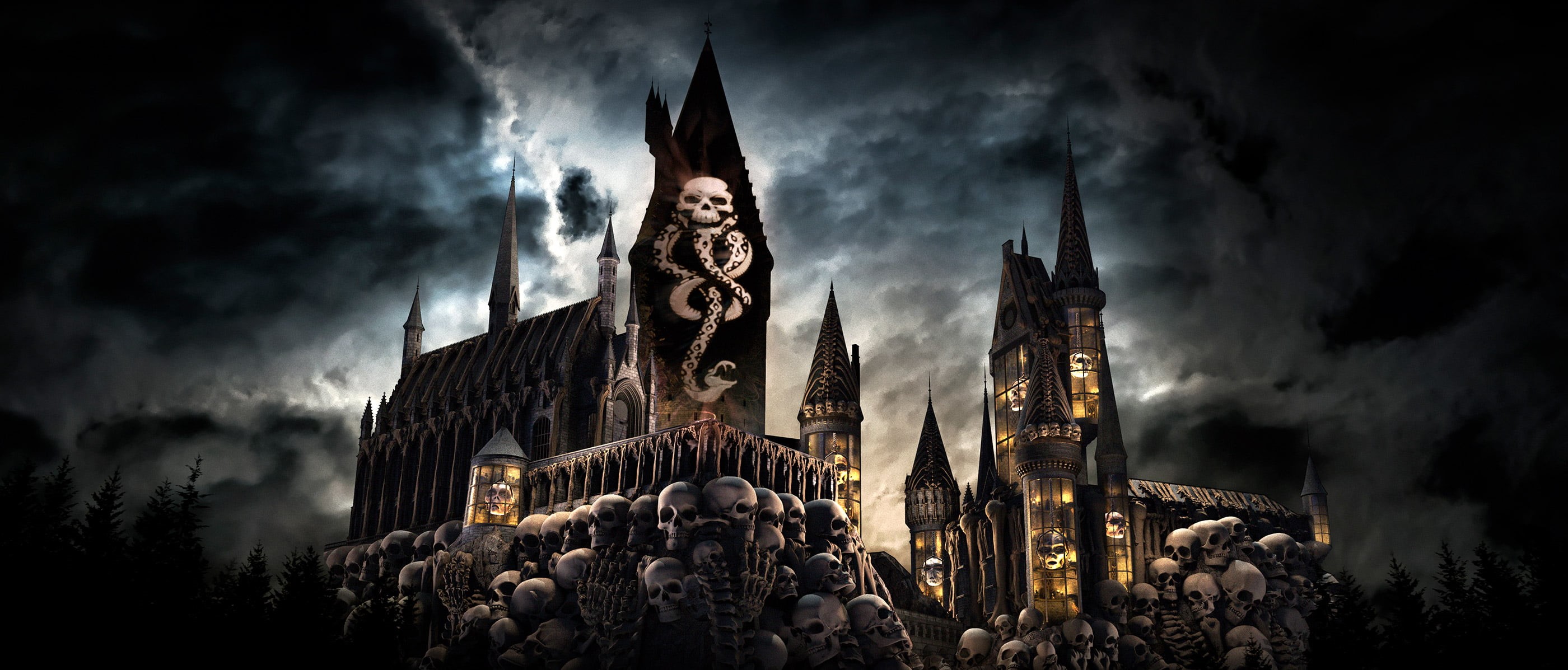 2K, Skull, Harry Potter, Hogwarts Castle, HD Wallpaper