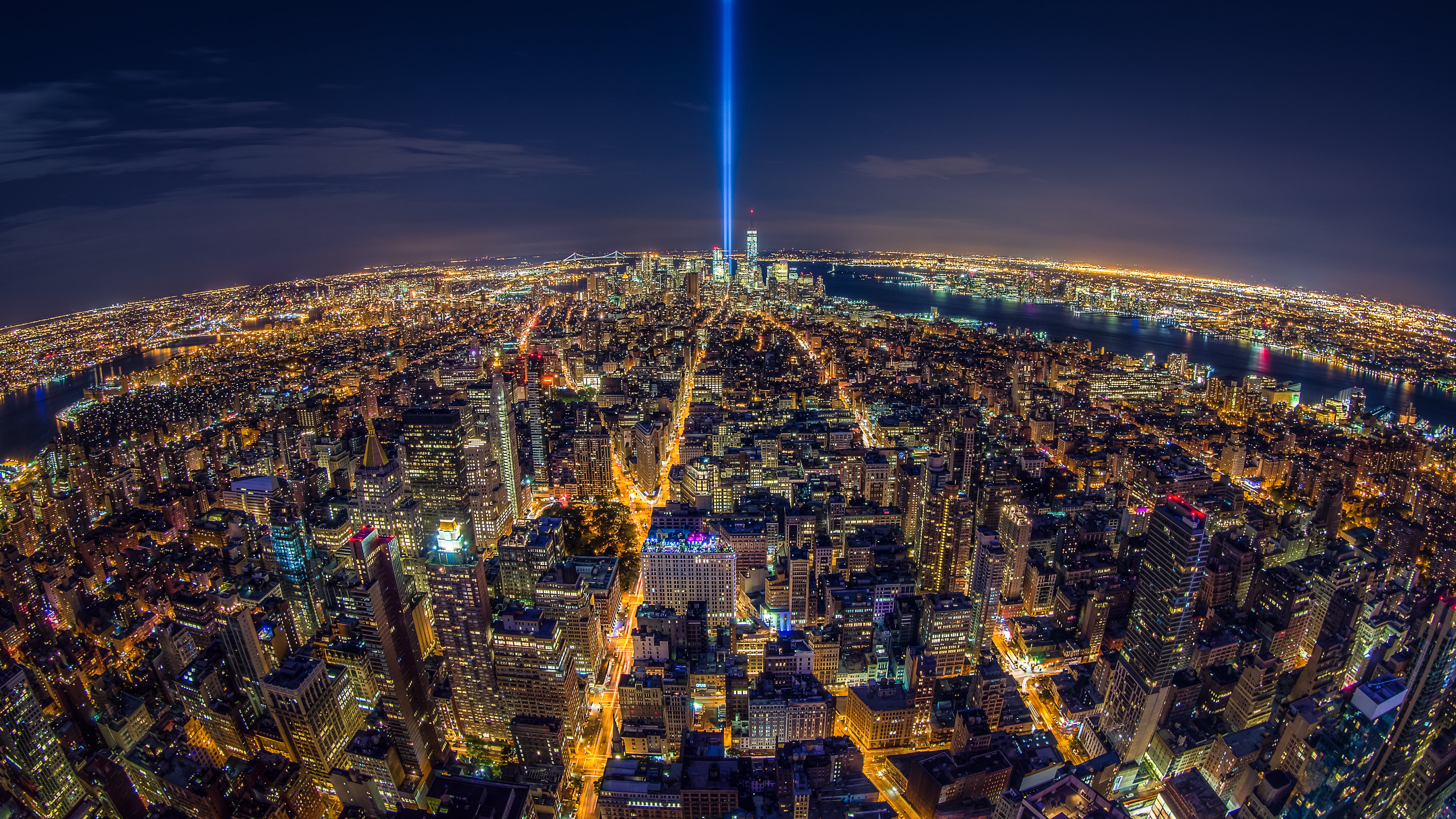 buildings, hdr, night, fisheye, city, aerial, one world trade center, skyscraper, icon, architecture, scene, canon 5d mark iii, new york  new york, photography, HD Wallpaper
