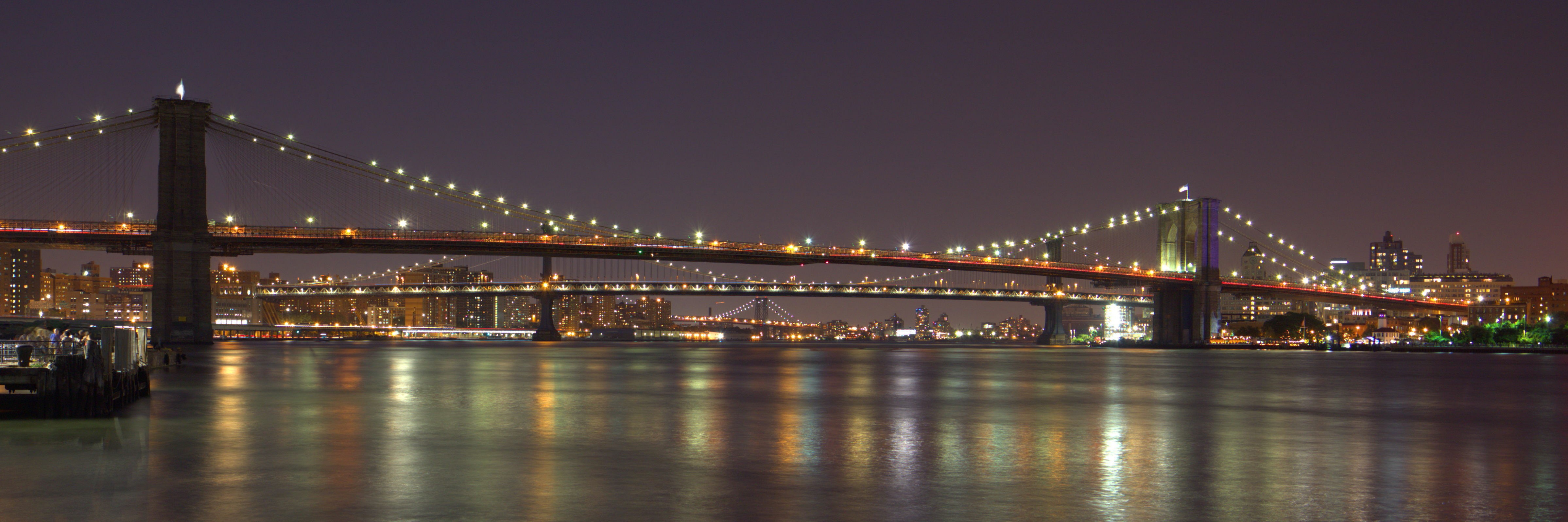cityscape, bridge, architecture, brooklyn - New York, reflections, urban Skyline, river, downtown District, manhattan - New York City, Manhattan  #Bridge, HD Wallpaper