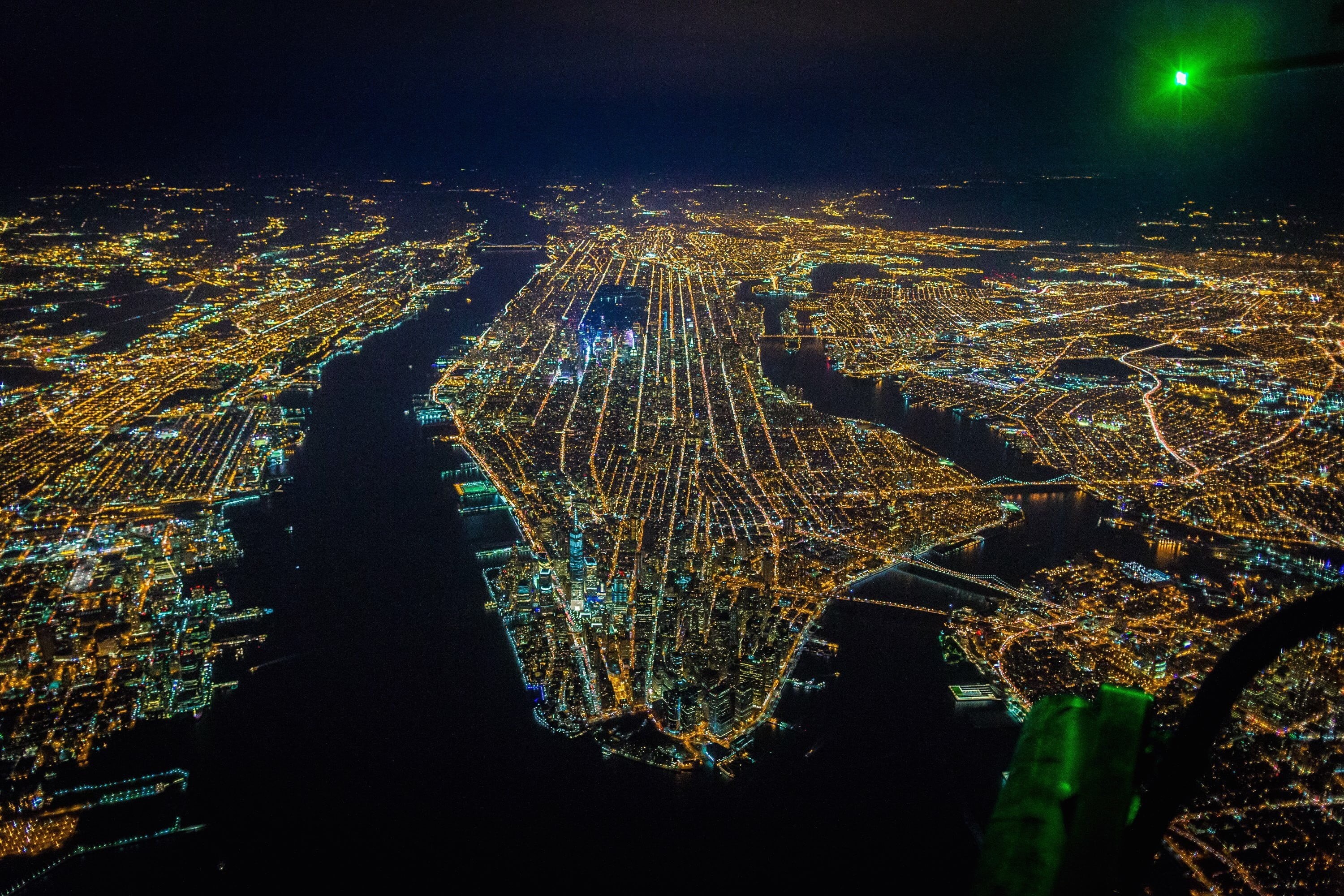 new, birds eye view, outdoors, environment, USA, cityscape, island, helicopters, architecture, transportation, illuminated, night, travel destinations, HD Wallpaper