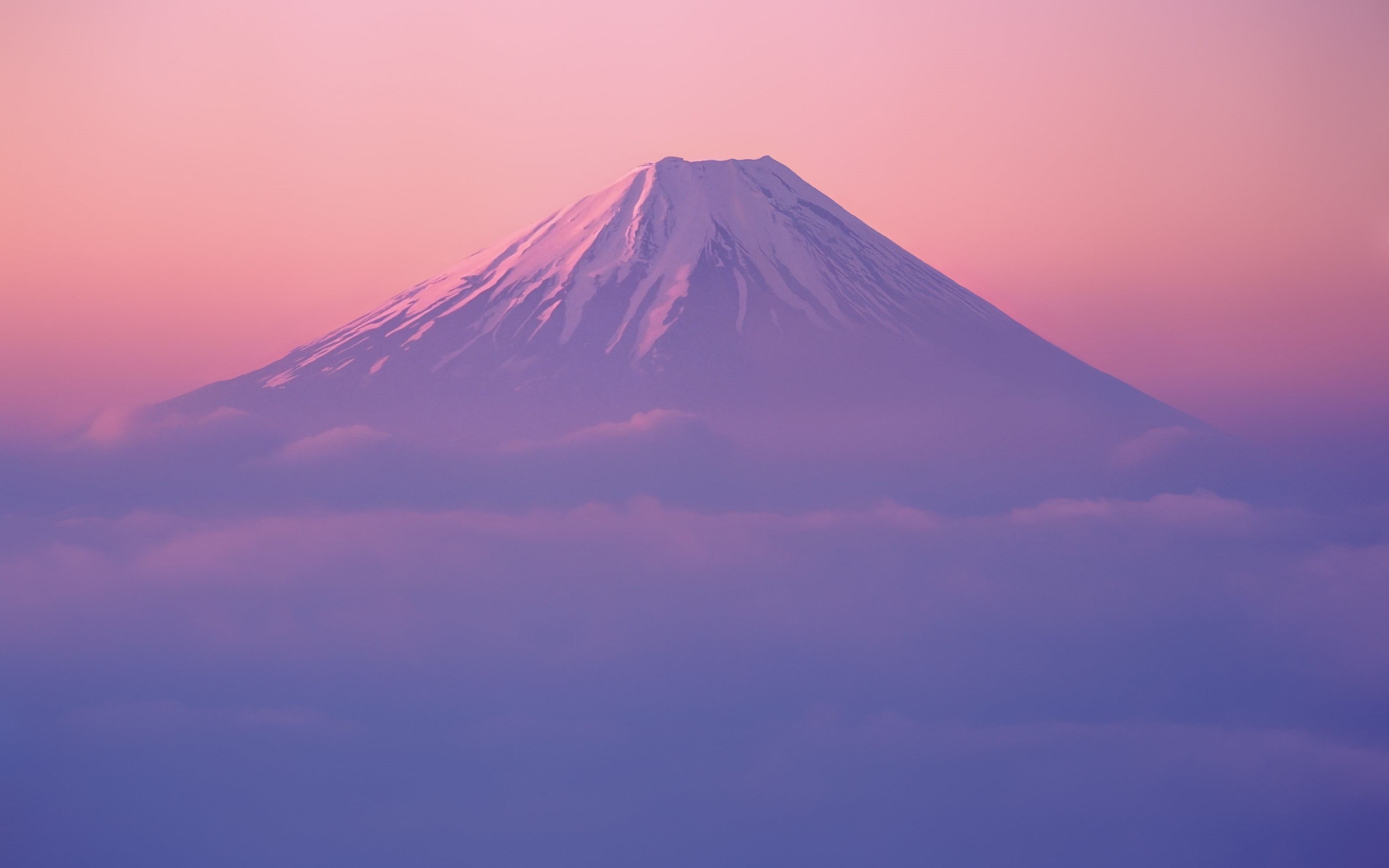 power in nature, no people, volcano, sunset, beauty in nature, travel destinations, fuji, Japan, mountain, fog, tranquil scene, 2K, sky, mist, outdoors, HD Wallpaper