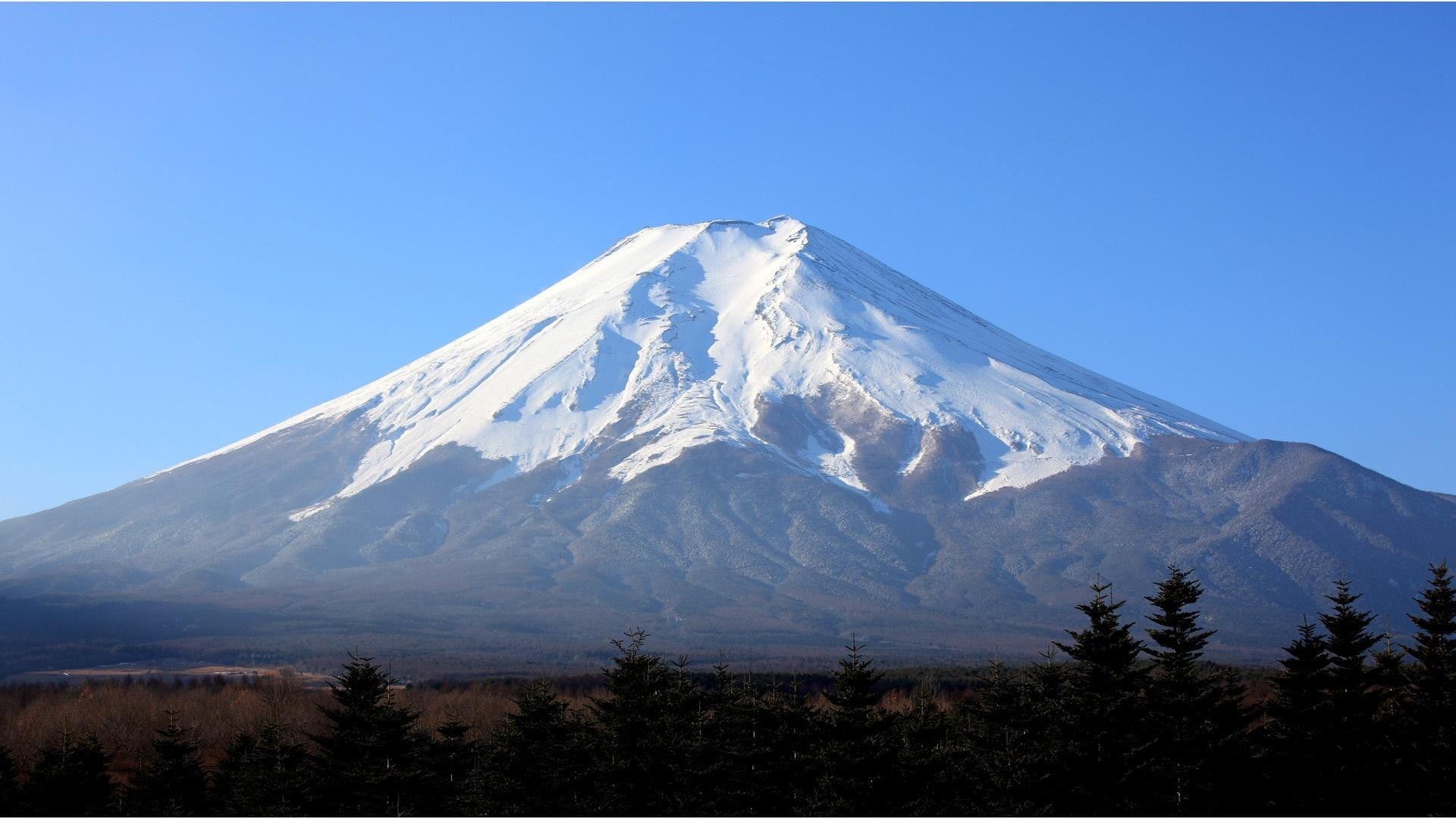 fuji, winter, no people, non-urban scene, mountain, snow, mountains, Mount Fuji, mount, scenics - nature, tranquil scene, volcano, tree, snowcapped mountain, HD Wallpaper