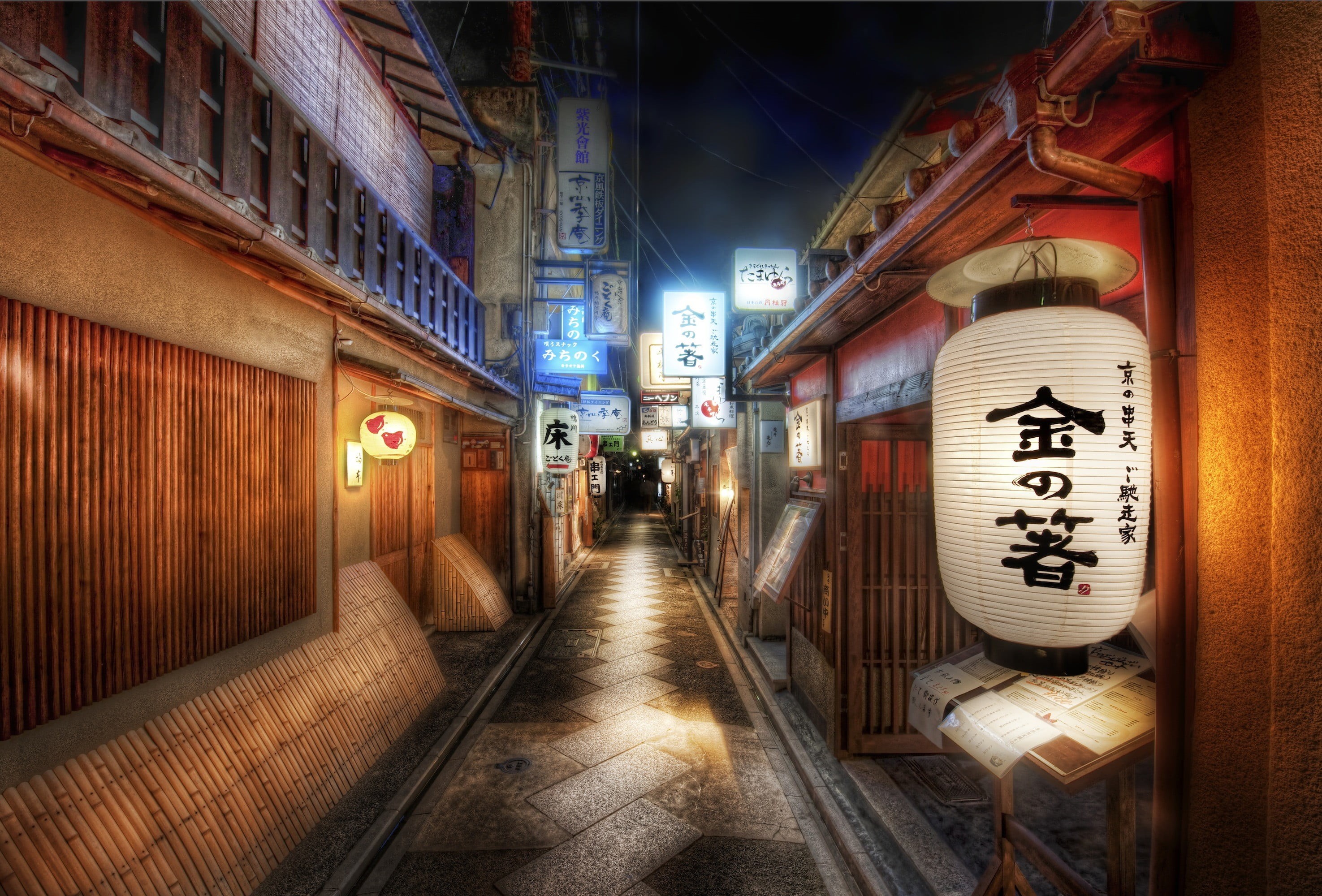 direction, cityscape, non-western script, street, incidental people, 2K, urban, building, chinese, the way forward, lantern, night, illuminated, sign, HD Wallpaper