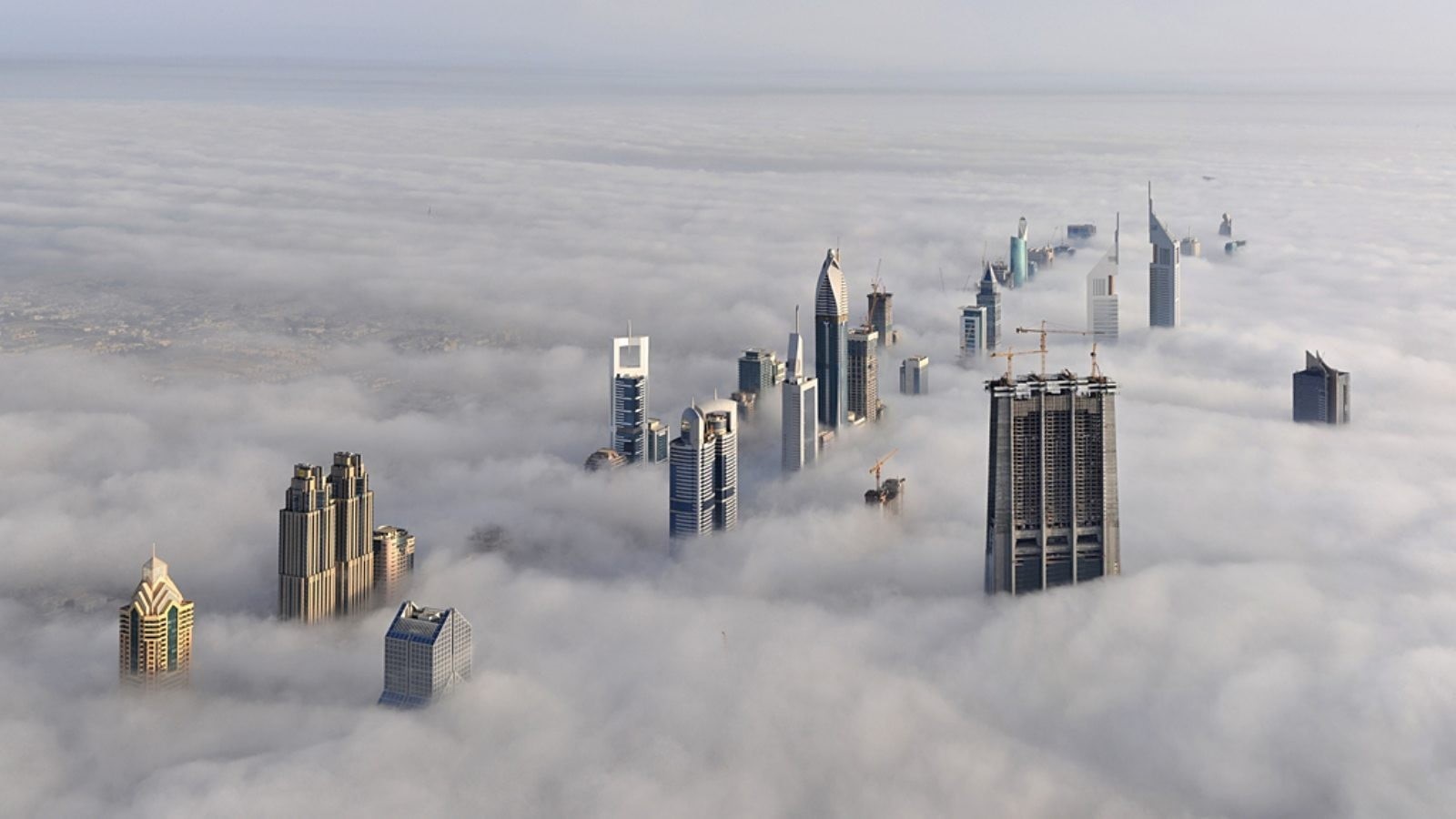 cloud - sky, digital composite, urban skyline, clouds, financial district, landscape, outdoors, city, building exterior, built structure, birds eye view, HD Wallpaper