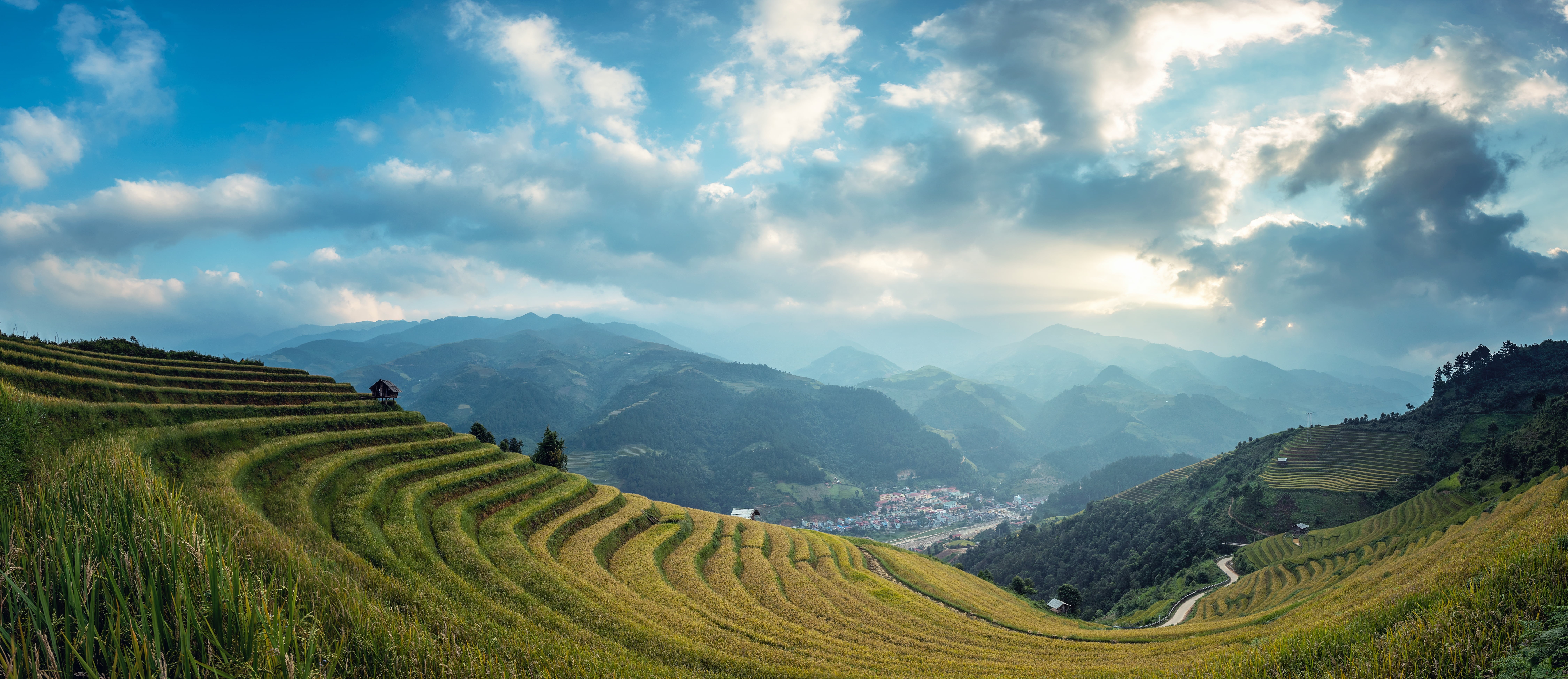 to control, 8K, valley, sky, environment, golf club, photo, geography, rice, outdoors, farm, the environment, landscape, crop, handling, the world, terrace, HD Wallpaper