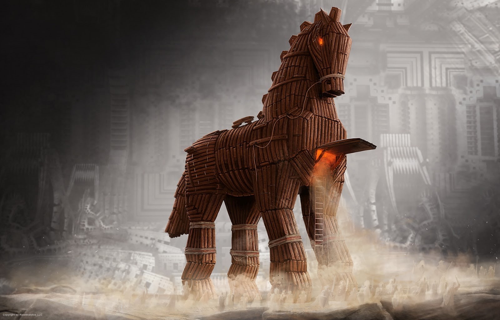 architecture, mammal, statue, art and craft, history, building exterior, nature, city, building, digital composite, Trojan horse, travel destinations, sculpture, HD Wallpaper