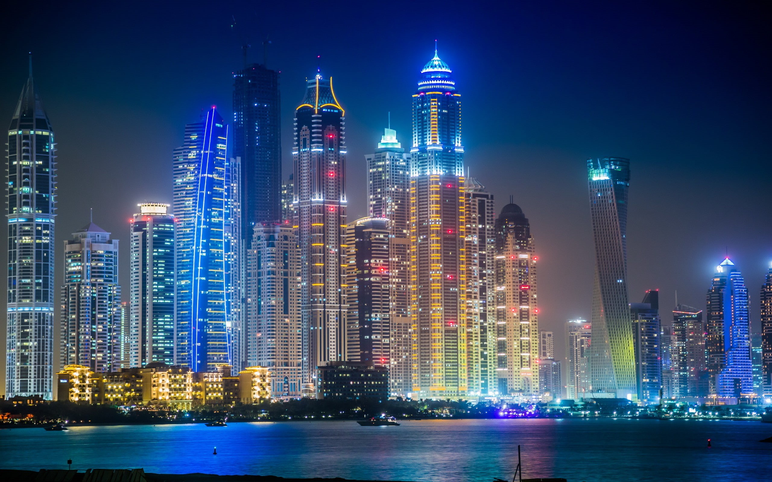 Night, skyscraper, 2K, Dubai, building, buildings, HD Wallpaper