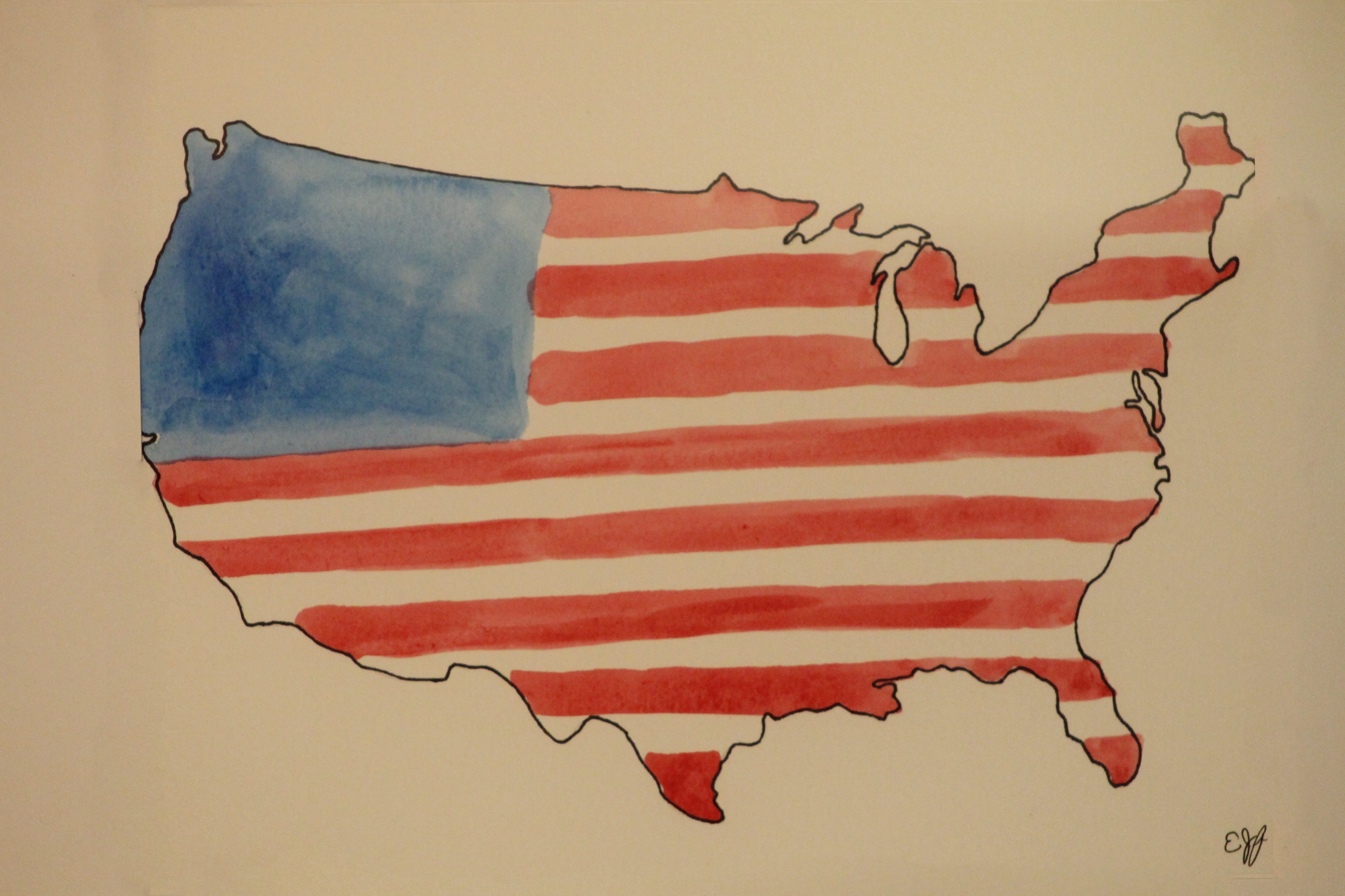 patriotism, illustration, 4K, united, hanging, patriotic, shape, star shape, american, usa, banner, studio shot, watercolor, textile, flag, stripes, wall - building feature, HD Wallpaper